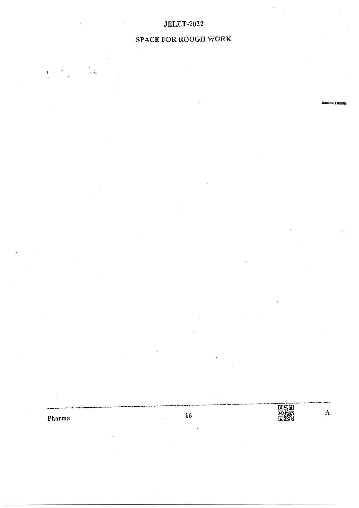 WBJEE  JELET 2022 Paper II ( Pharmacy) - Page 16