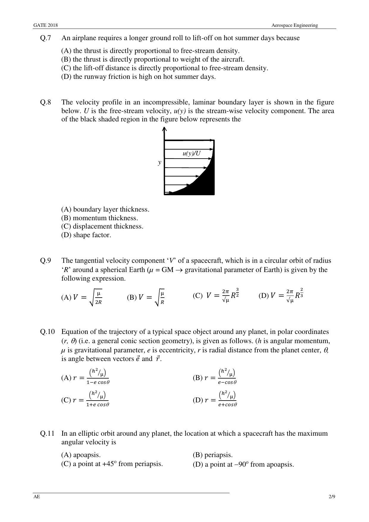 GATE 2018 Aerospace Engineering (AE) Question Paper with Answer Key - Page 5