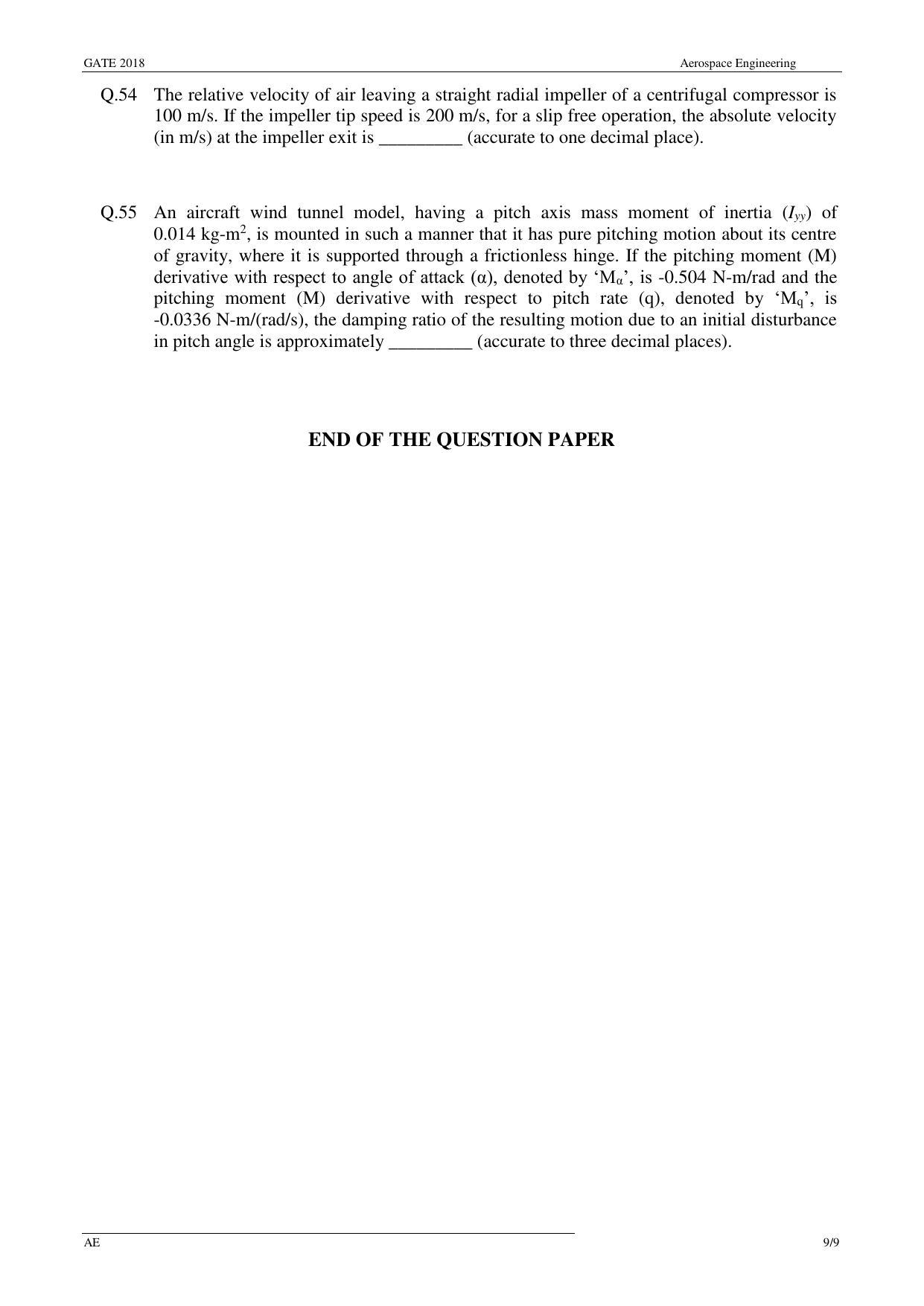 GATE 2018 Aerospace Engineering (AE) Question Paper with Answer Key - Page 12