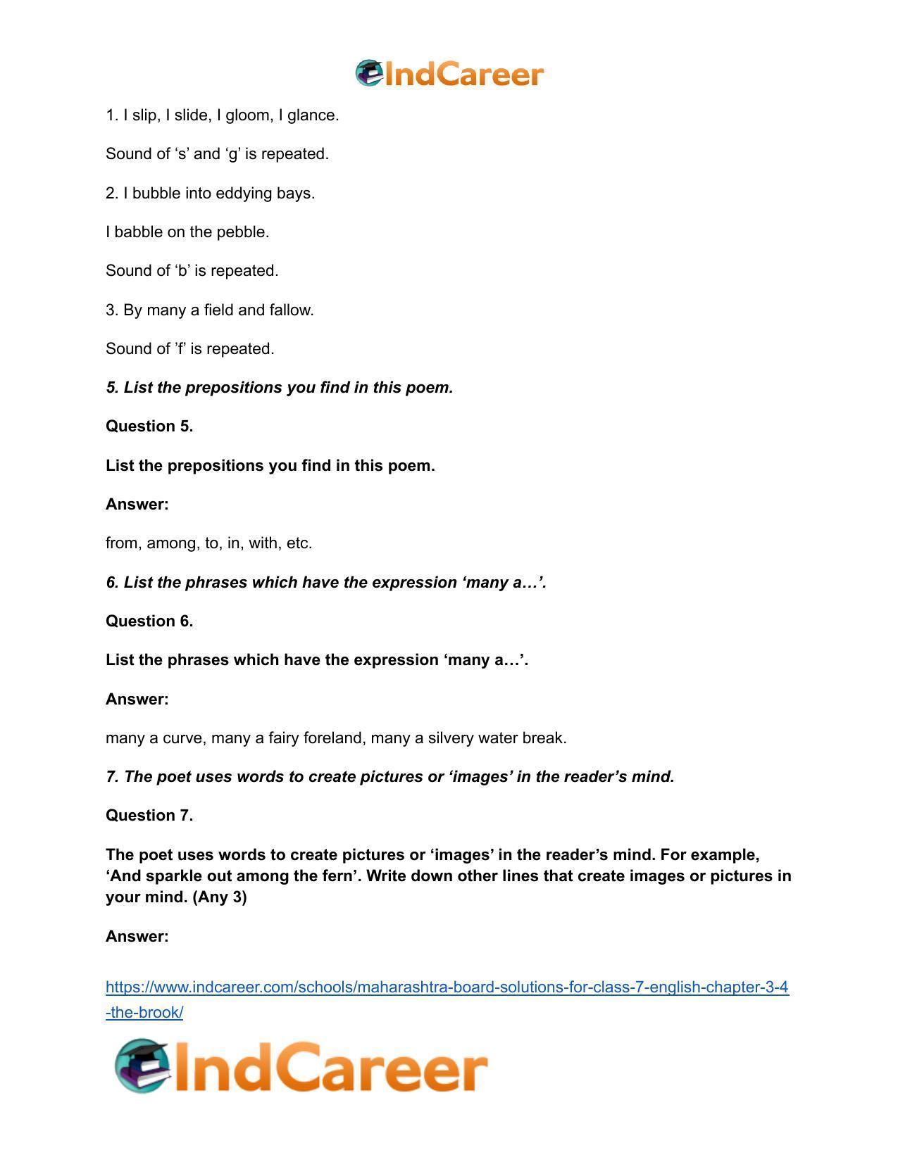 Maharashtra Board Solutions for Class 7- English: Chapter 3.4- The Brook - Page 4