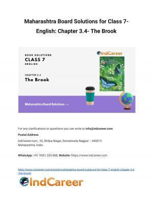 Maharashtra Board Solutions for Class 7- English: Chapter 3.4- The Brook