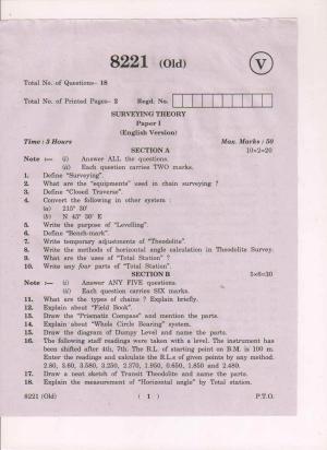 AP Inter 1st Year Surveying Theory-I (Old) March-2019-Vocational Question Paper