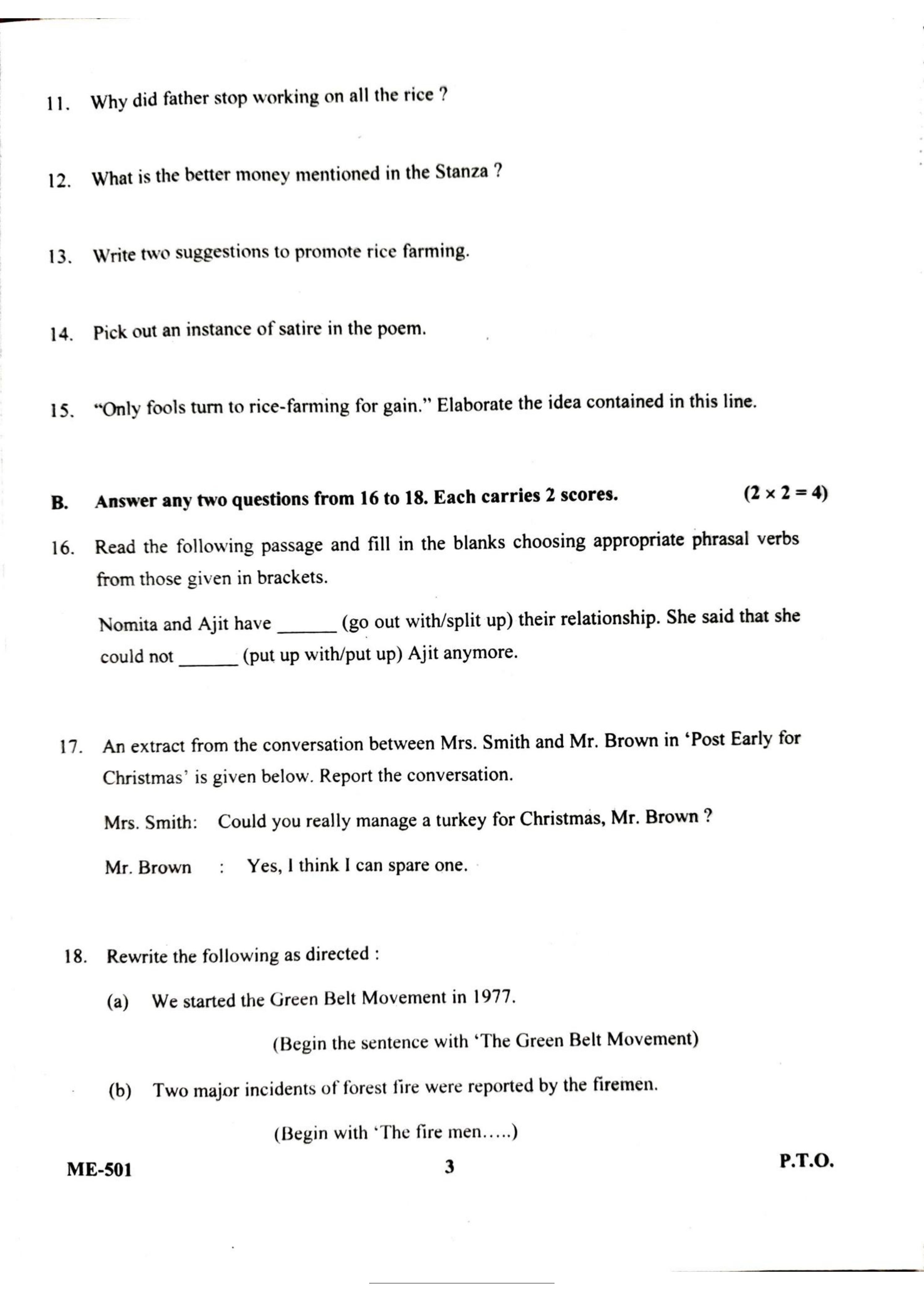 Kerala Plus Two 2022 English Model Question Paper - Page 3