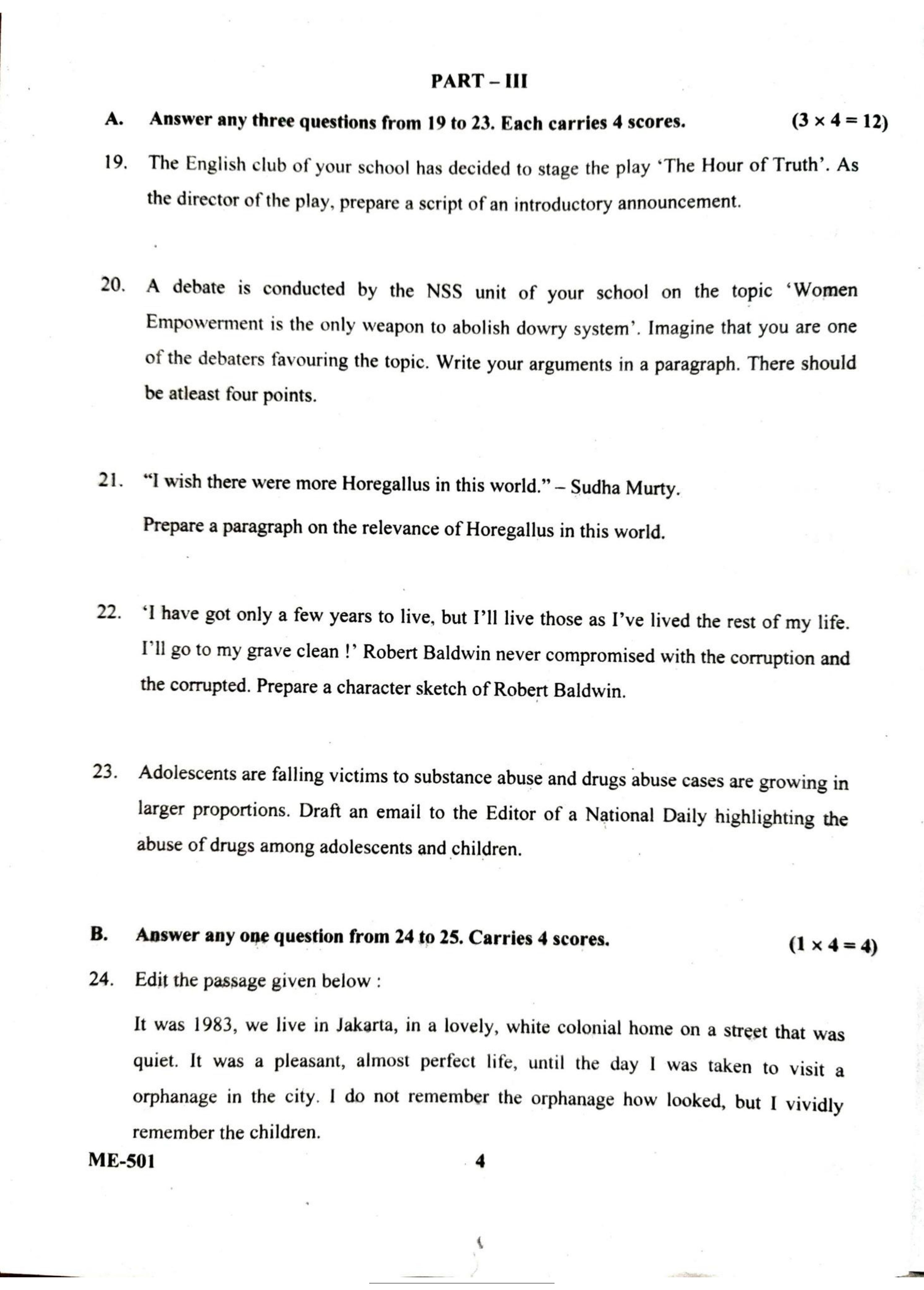 Kerala Plus Two 2022 English Model Question Paper - Page 4