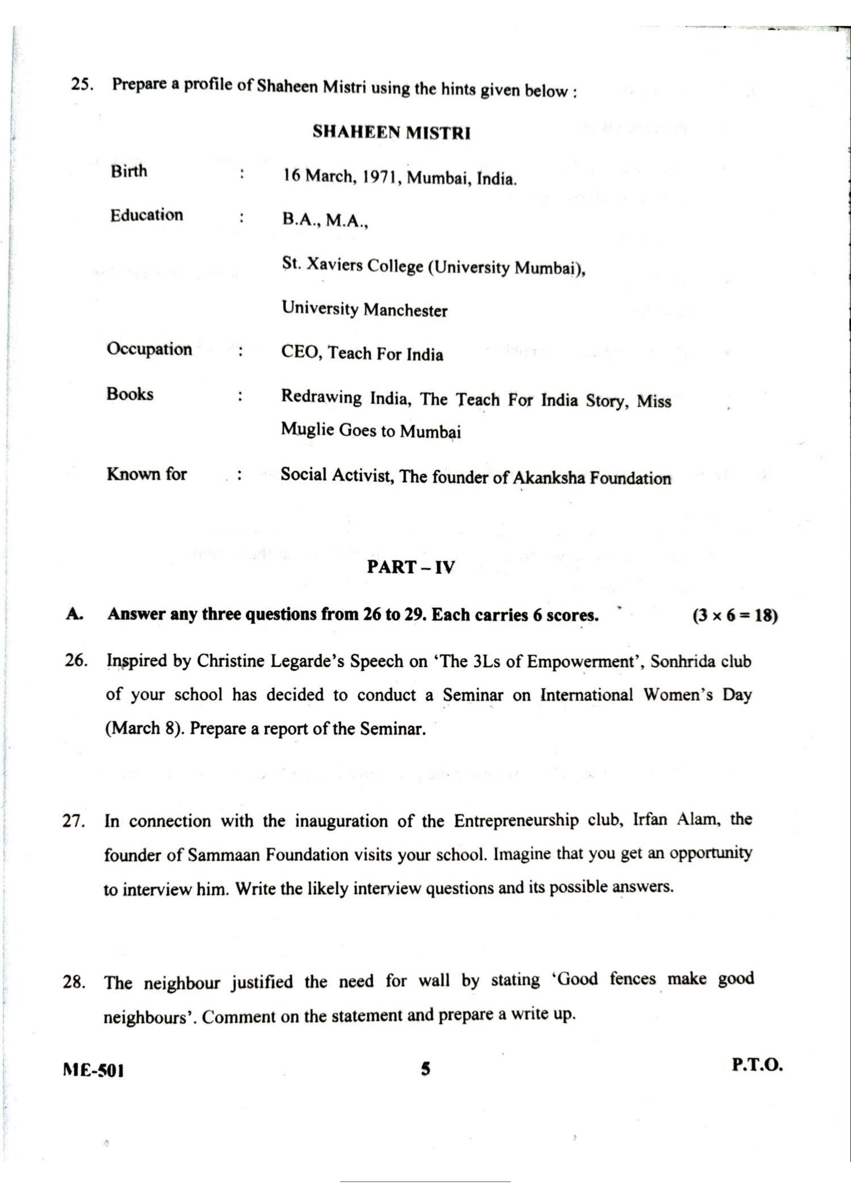 Kerala Plus Two 2022 English Model Question Paper - Page 5