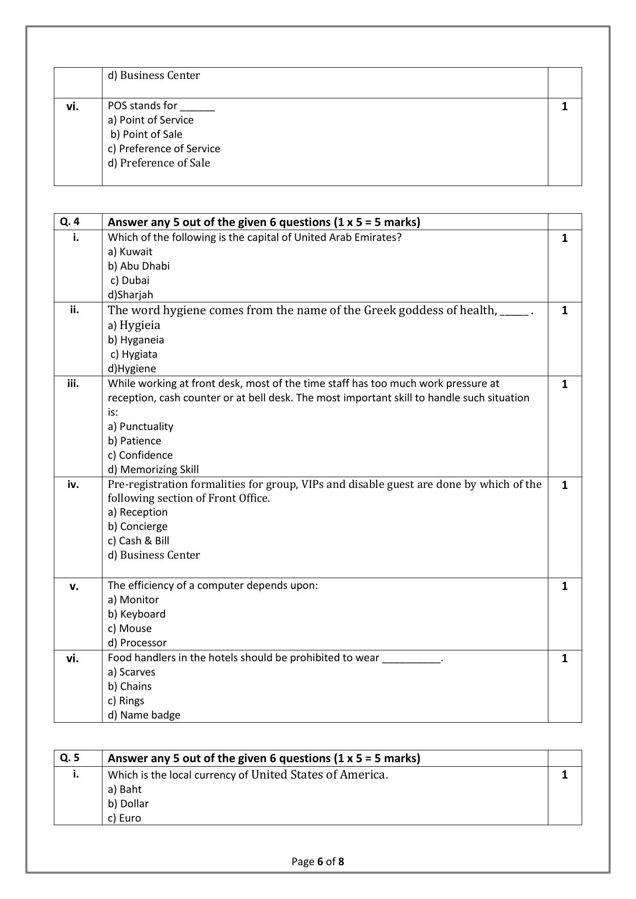 CBSE Class 10 (Skill Education) Front Office Operations 2024 Sample Paper - Page 6