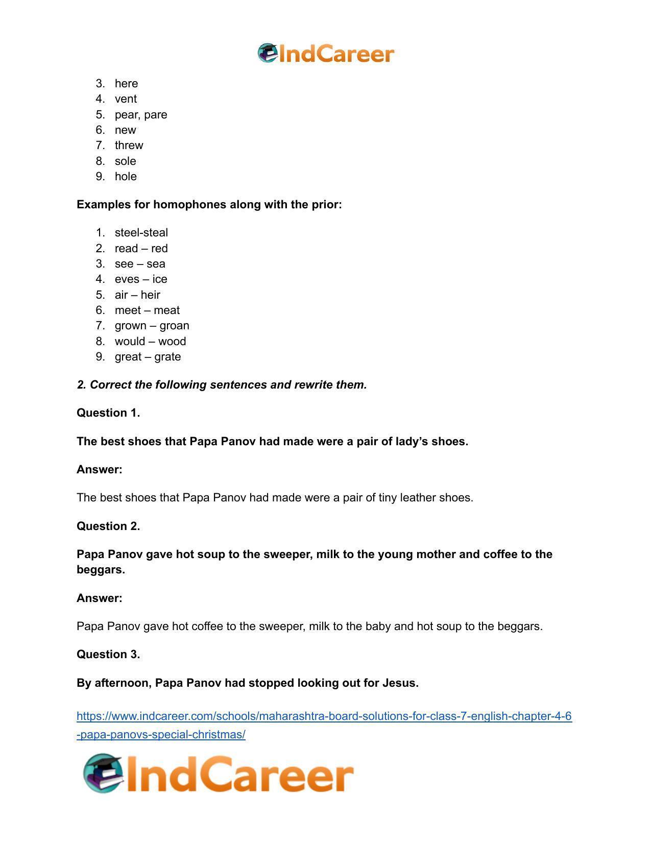 Maharashtra Board Solutions for Class 7- English: Chapter 4.6- Papa Panov’s Special Christmas - Page 3