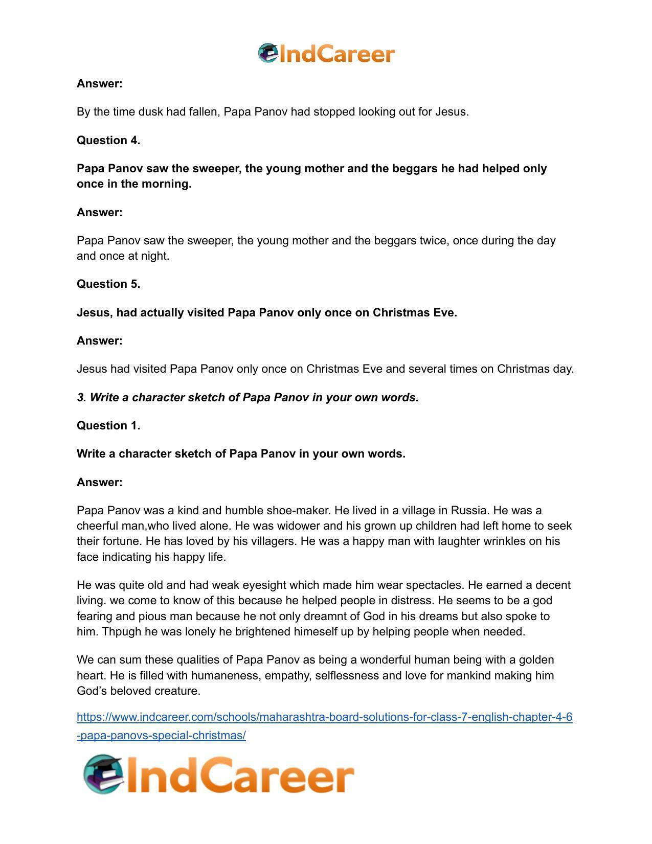 Maharashtra Board Solutions for Class 7- English: Chapter 4.6- Papa Panov’s Special Christmas - Page 4