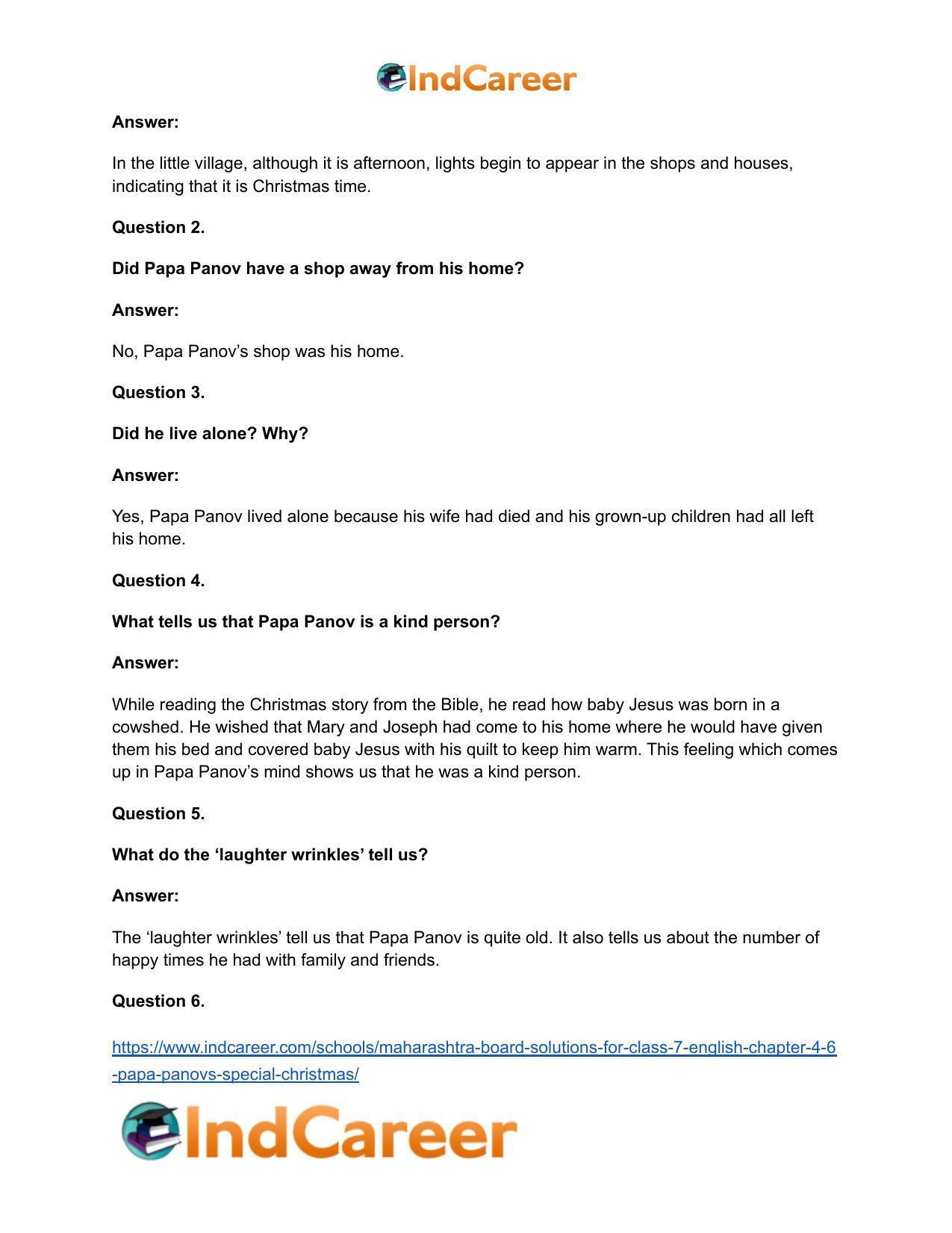 Maharashtra Board Solutions for Class 7- English: Chapter 4.6- Papa Panov’s Special Christmas - Page 6