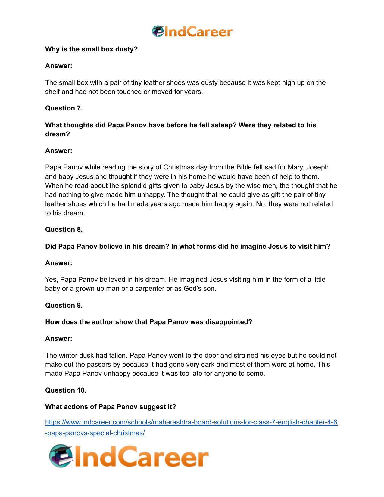 Maharashtra Board Solutions for Class 7- English: Chapter 4.6- Papa Panov’s Special Christmas - Page 7
