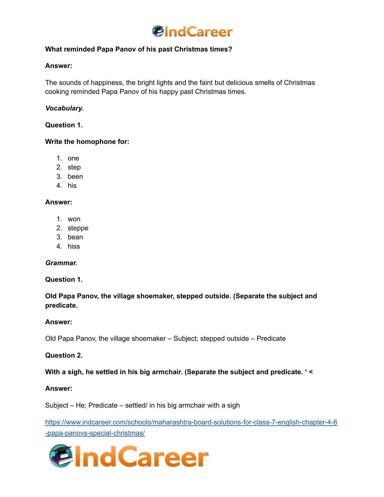 Maharashtra Board Solutions for Class 7- English: Chapter 4.6- Papa Panov’s Special Christmas - Page 9