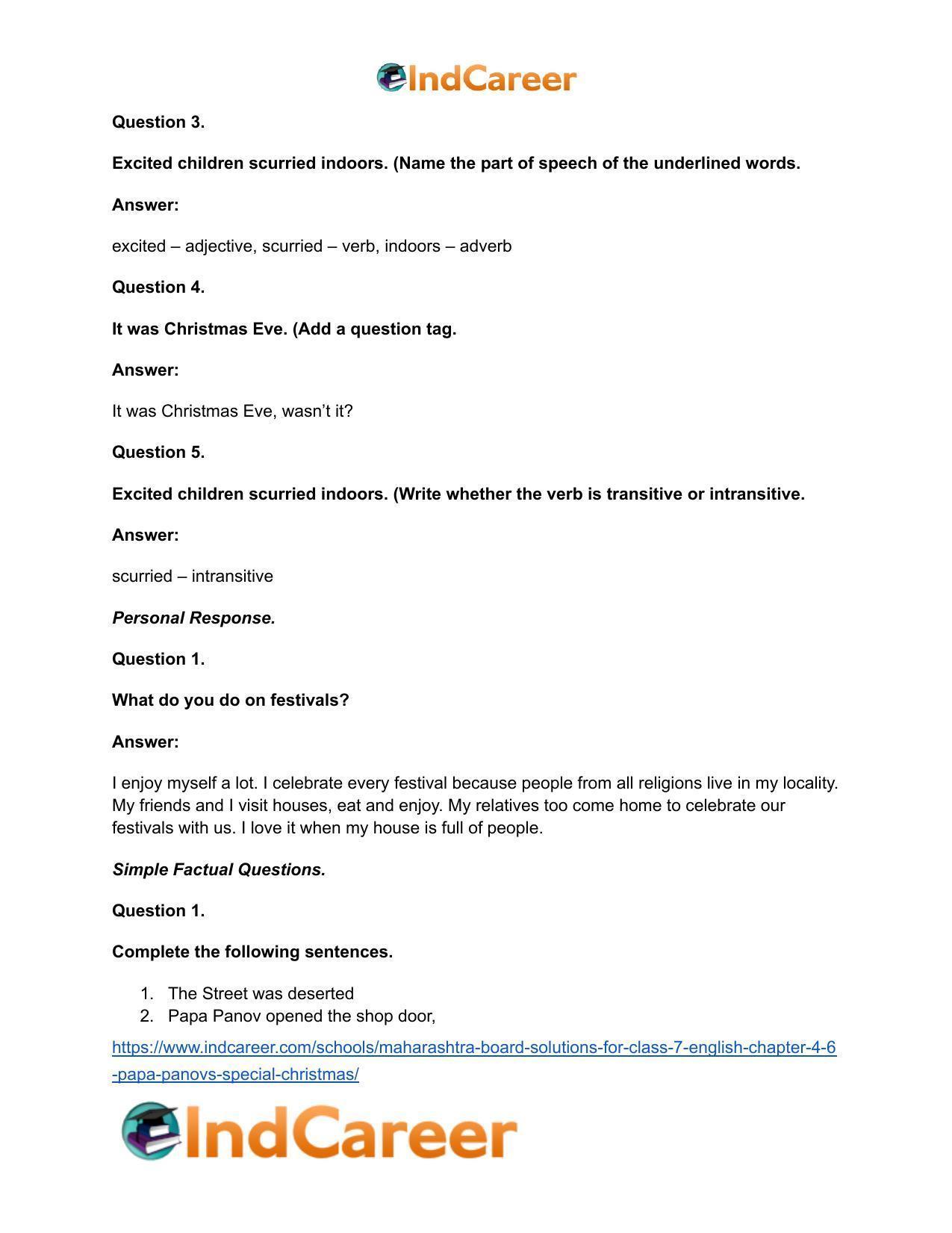 Maharashtra Board Solutions for Class 7- English: Chapter 4.6- Papa Panov’s Special Christmas - Page 10