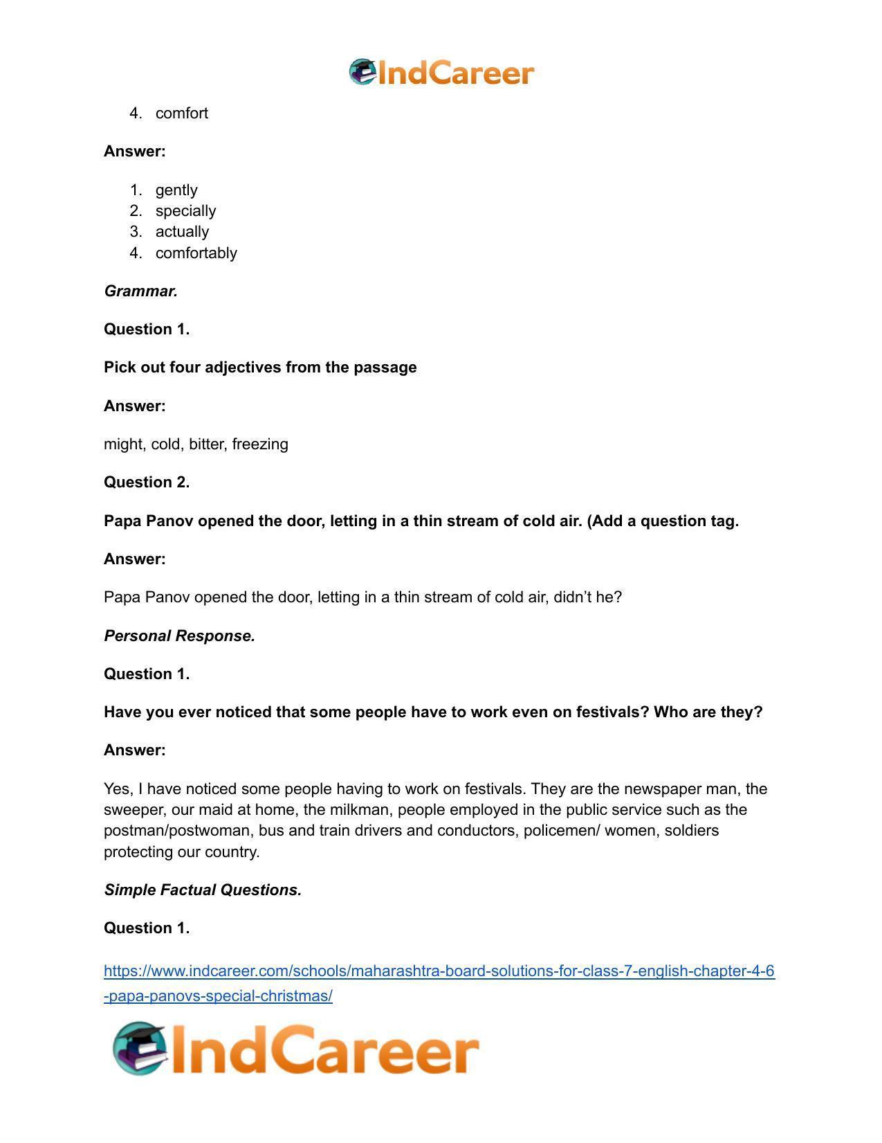 Maharashtra Board Solutions for Class 7- English: Chapter 4.6- Papa Panov’s Special Christmas - Page 12