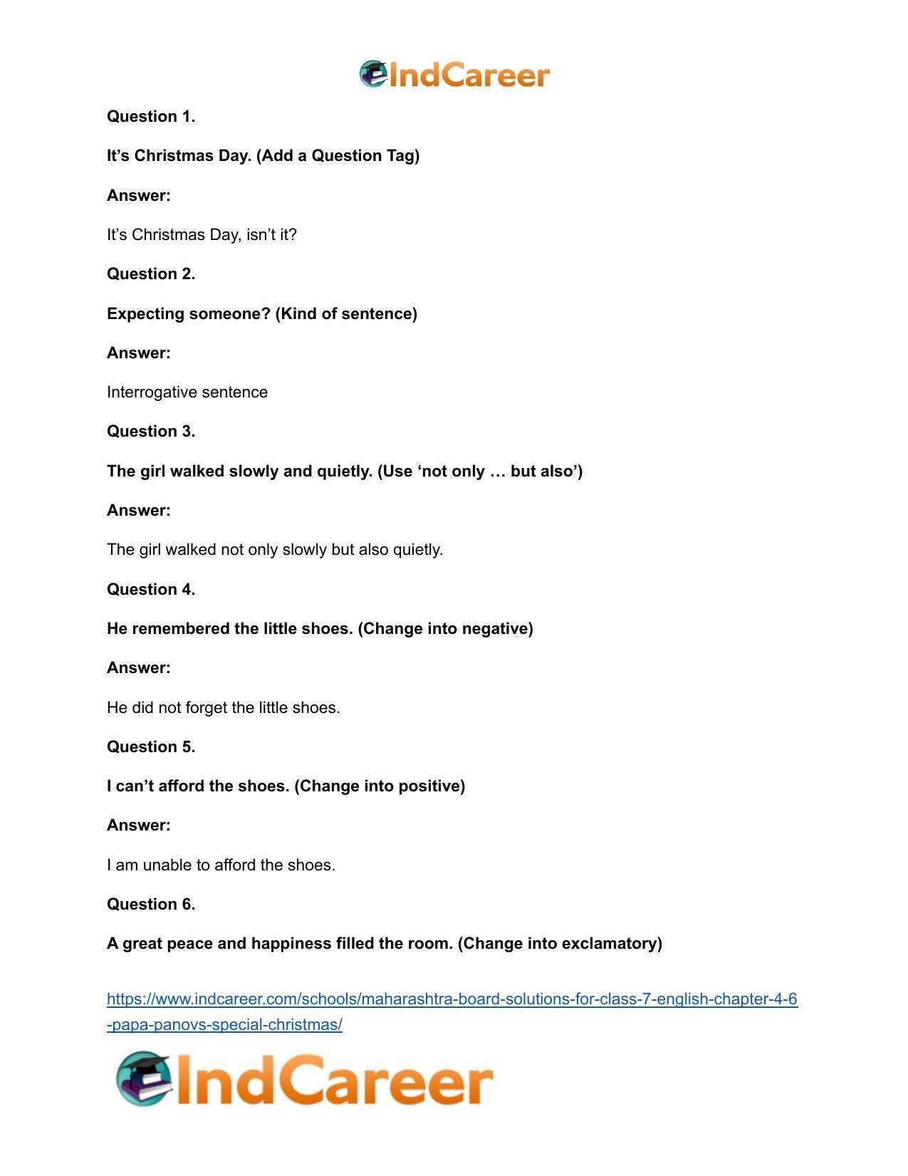 Maharashtra Board Solutions for Class 7- English: Chapter 4.6- Papa Panov’s Special Christmas - Page 14