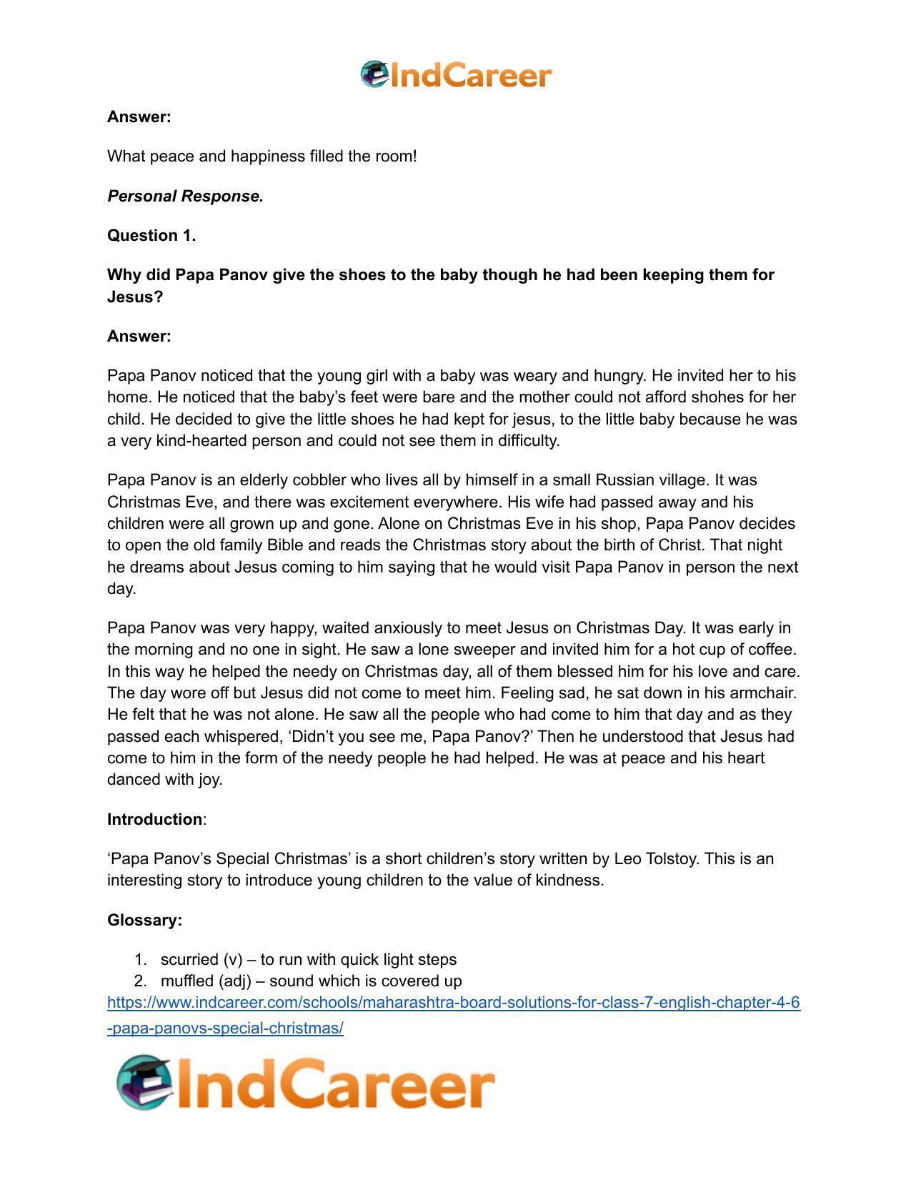 Maharashtra Board Solutions for Class 7- English: Chapter 4.6- Papa Panov’s Special Christmas - Page 15