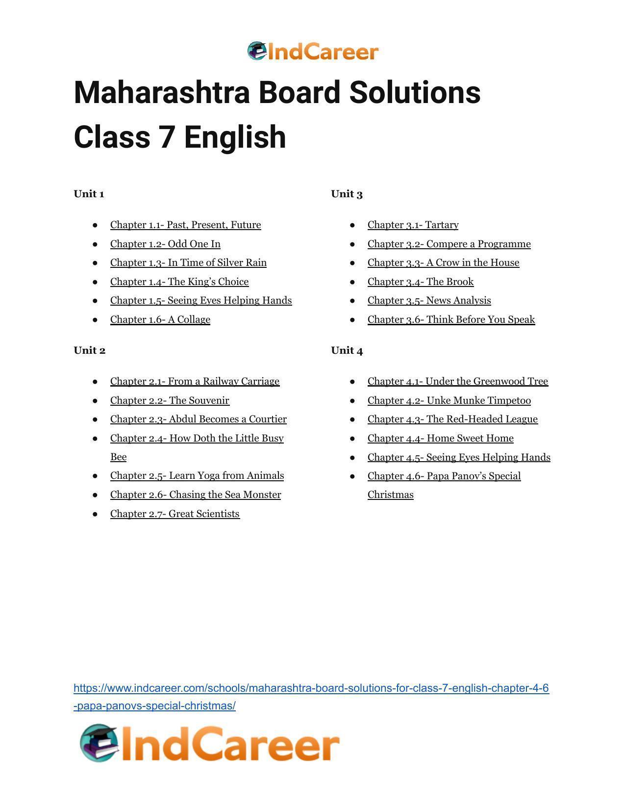 Maharashtra Board Solutions for Class 7- English: Chapter 4.6- Papa Panov’s Special Christmas - Page 17