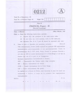 TS Inter 2nd Year French Model Paper 2023 (PDF)