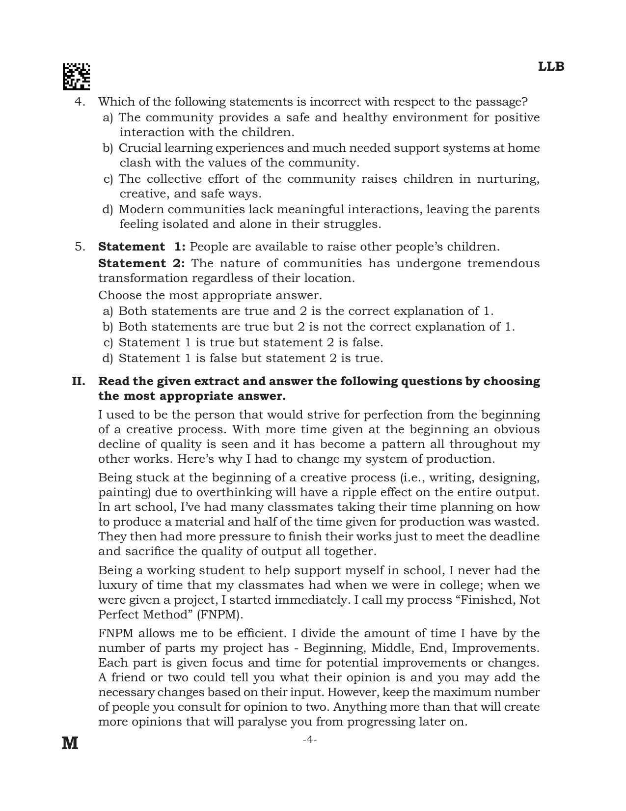 AILET 2024 Question Paper for BA LLB - Page 4