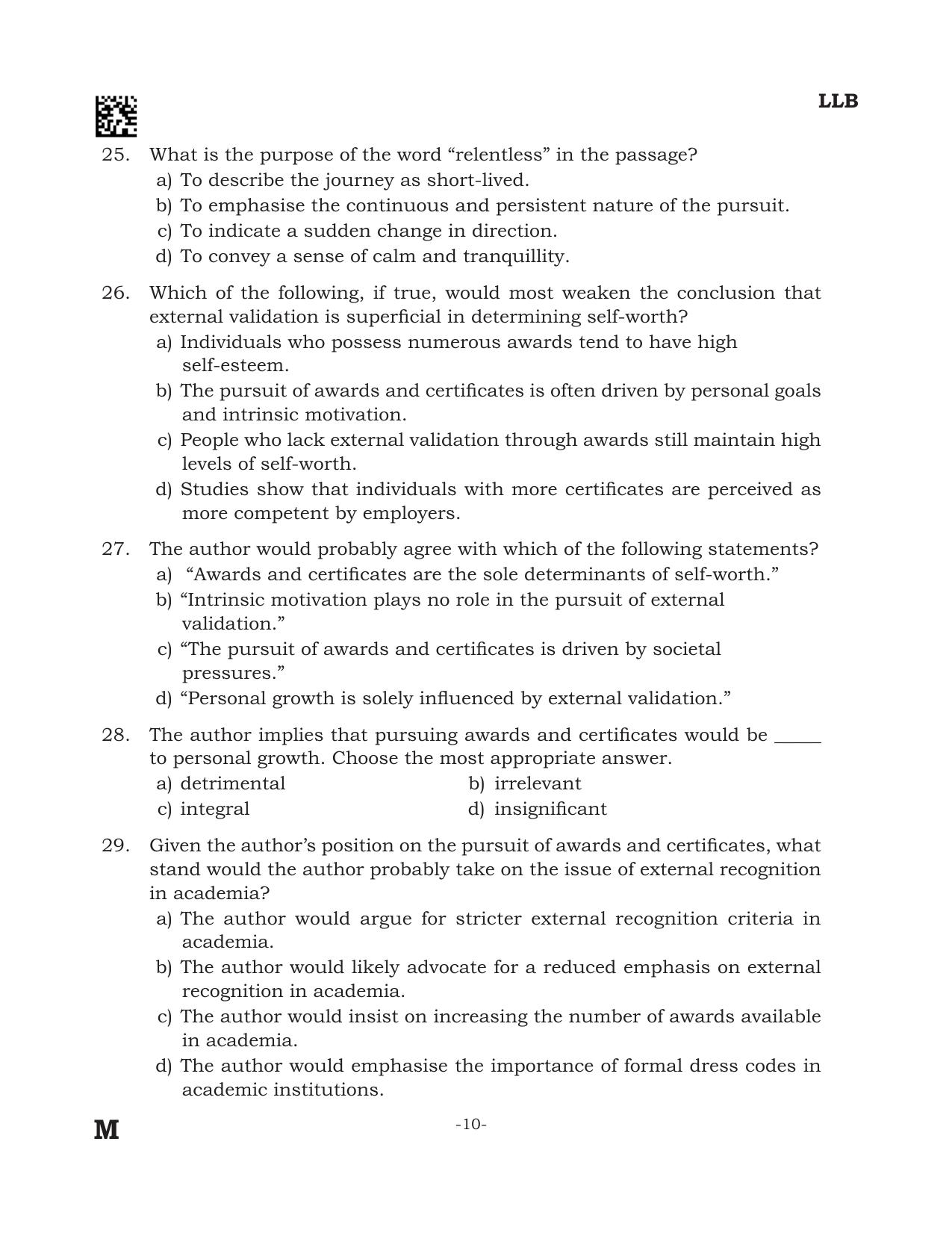 AILET 2024 Question Paper for BA LLB - Page 10