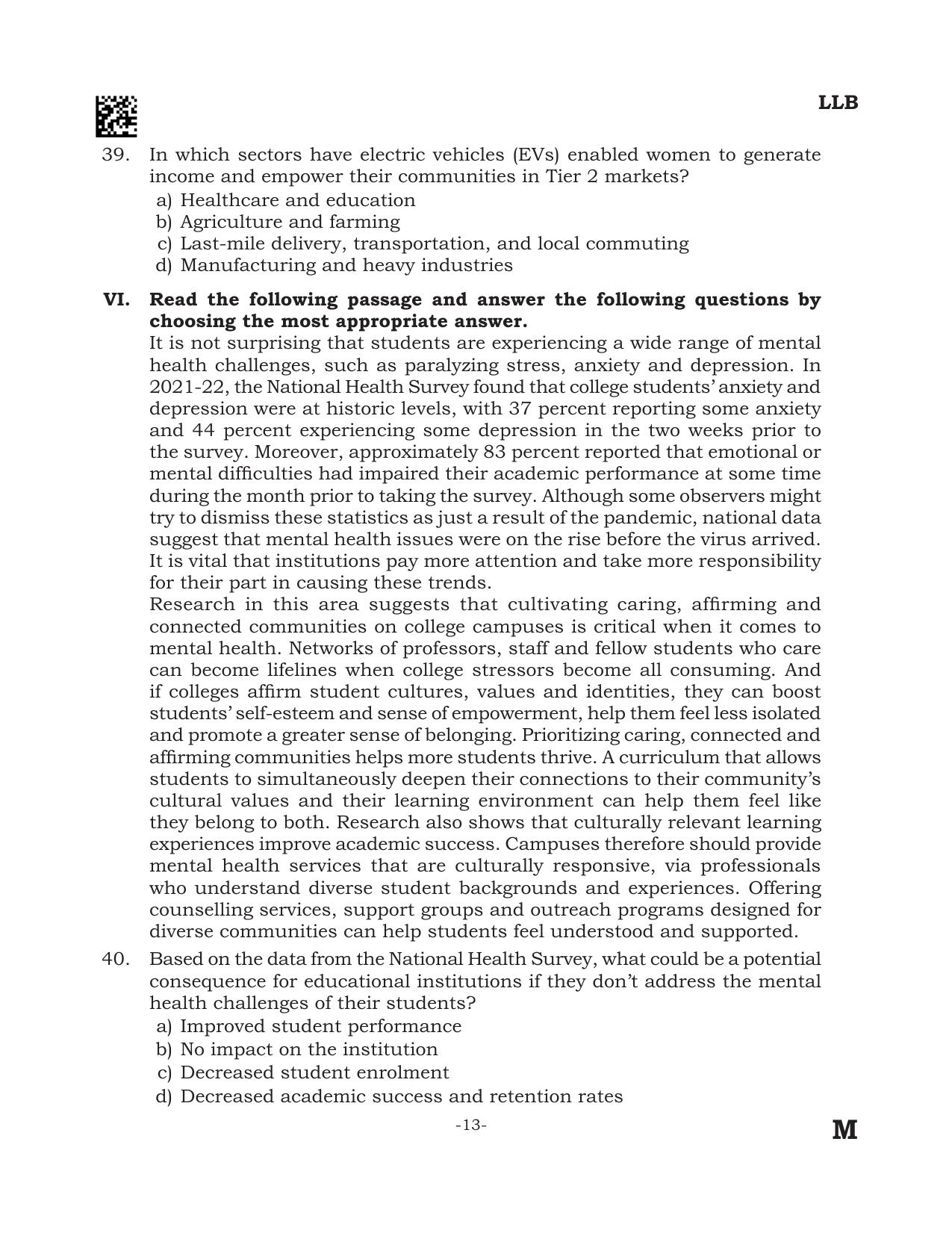 AILET 2024 Question Paper for BA LLB - Page 13