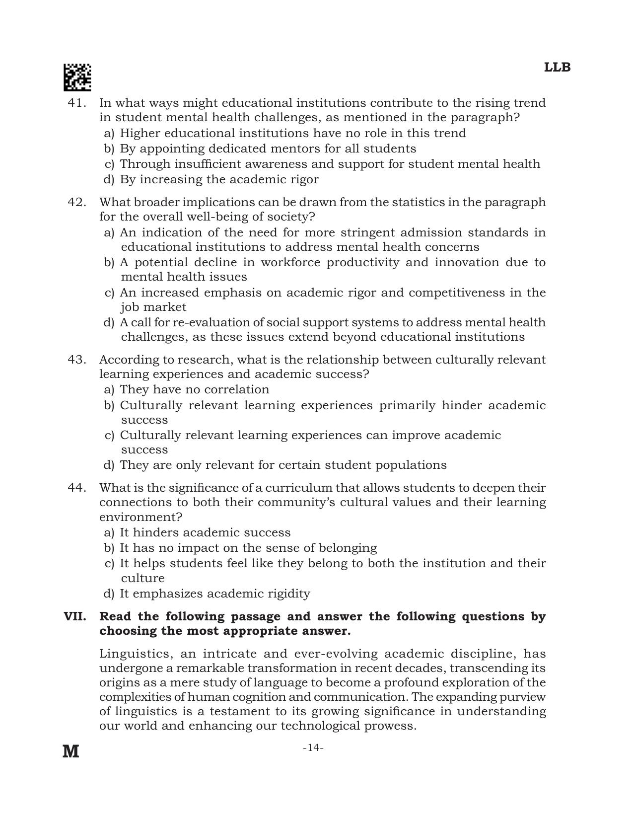 AILET 2024 Question Paper for BA LLB - Page 14