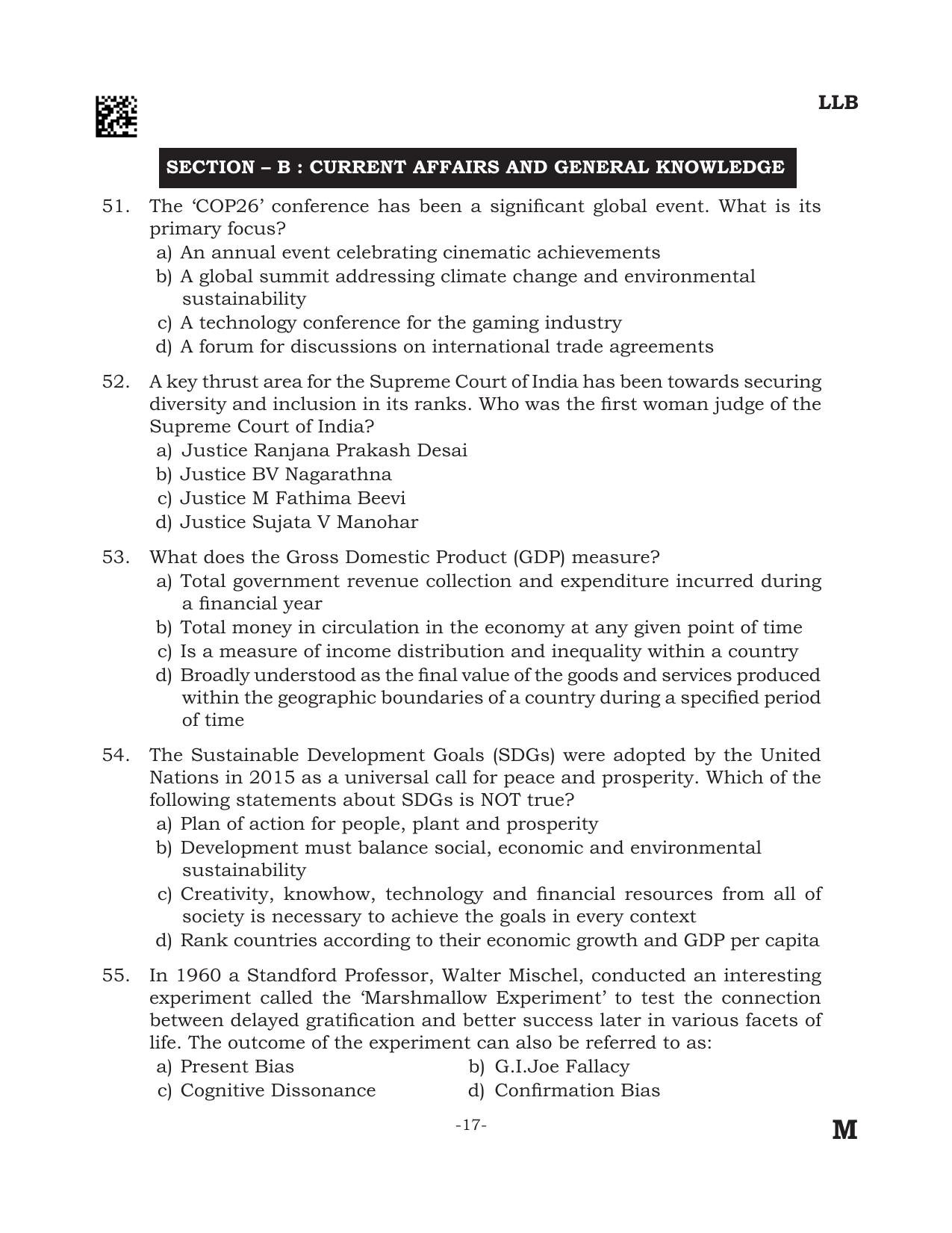 AILET 2024 Question Paper for BA LLB - Page 17