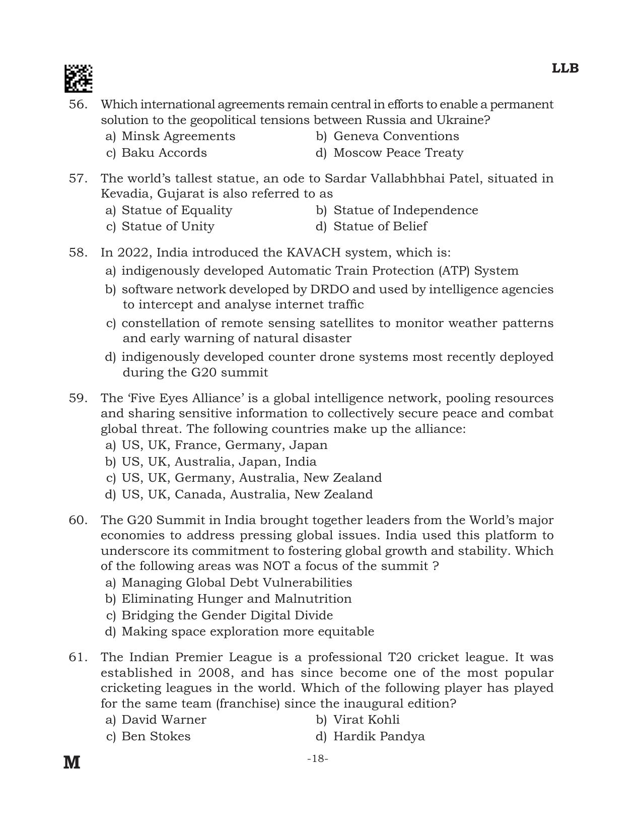 AILET 2024 Question Paper for BA LLB - Page 18