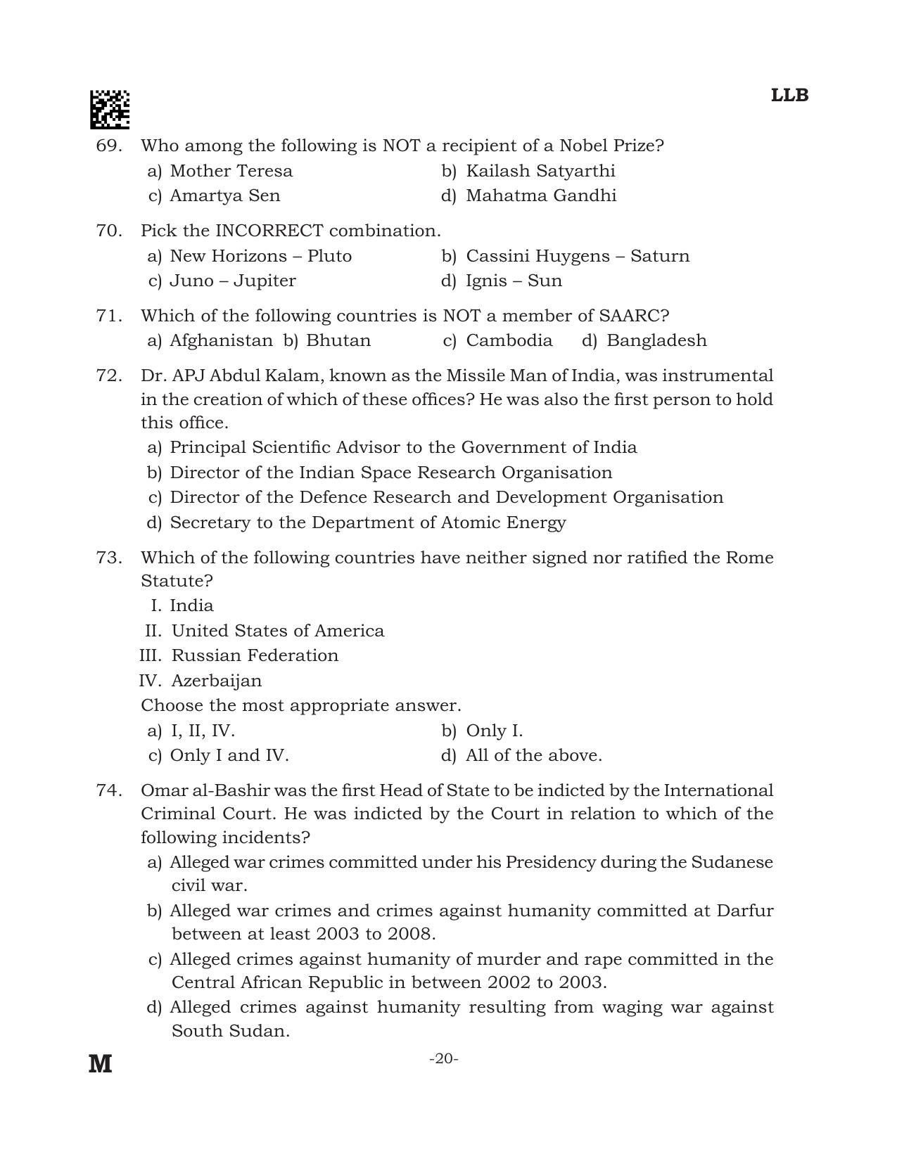 AILET 2024 Question Paper for BA LLB - Page 20