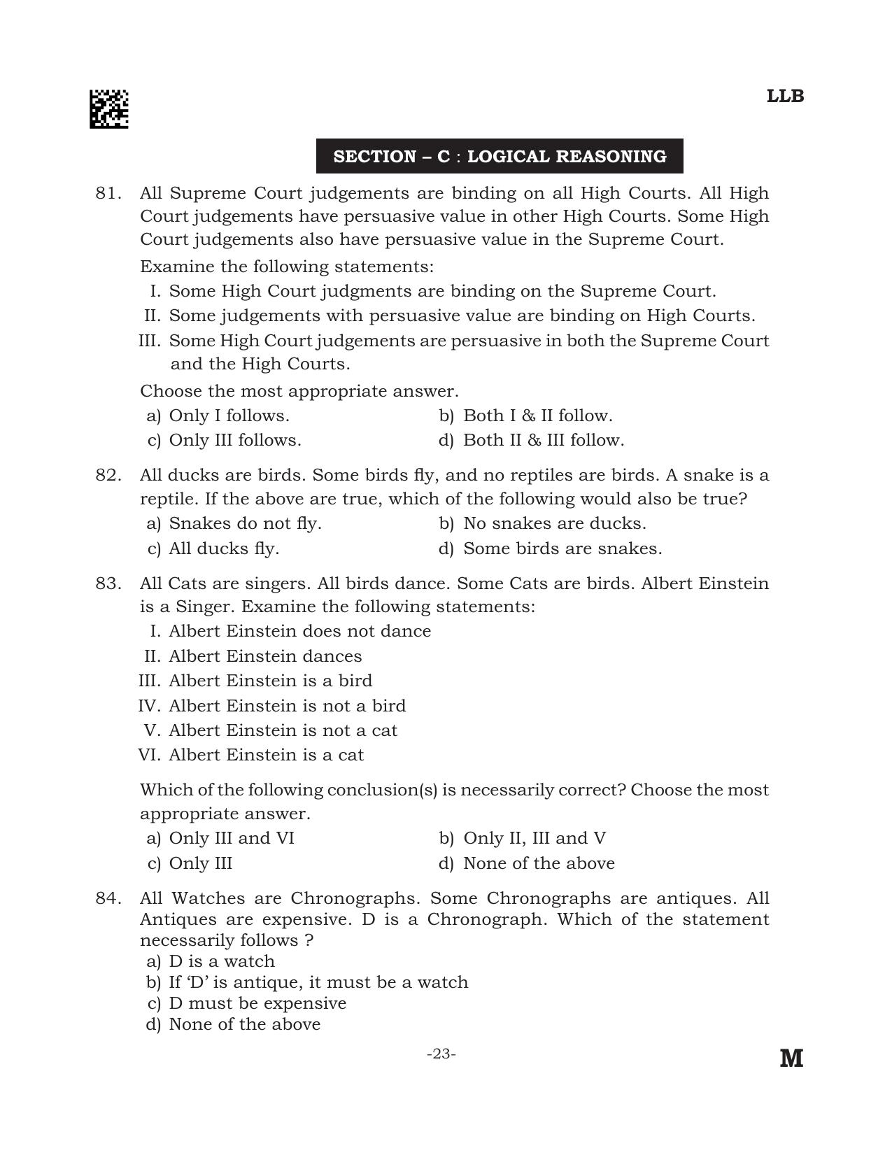 AILET 2024 Question Paper for BA LLB - Page 23