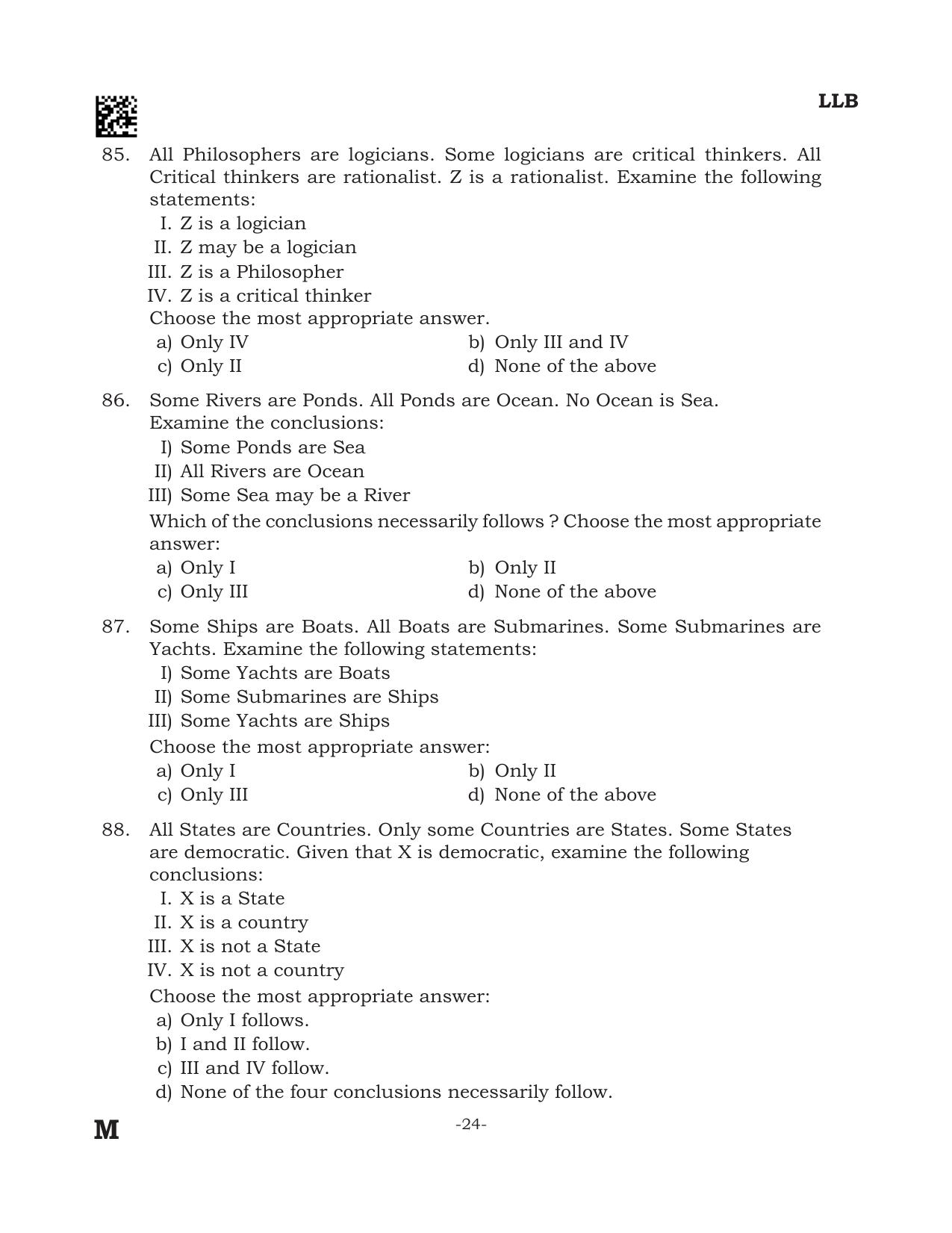 AILET 2024 Question Paper for BA LLB - Page 24
