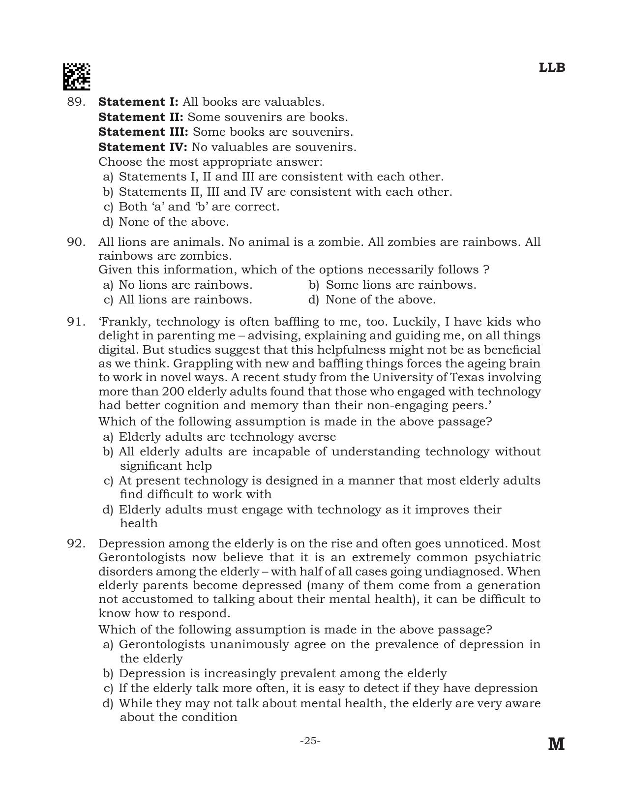 AILET 2024 Question Paper for BA LLB - Page 25