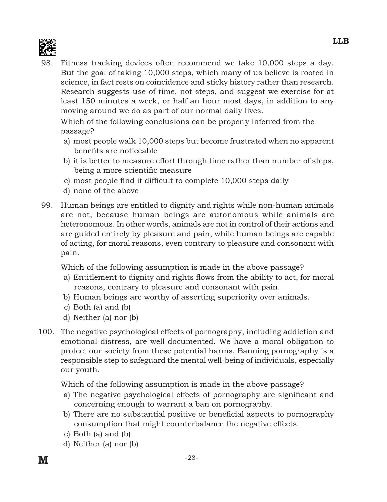 AILET 2024 Question Paper for BA LLB - Page 28