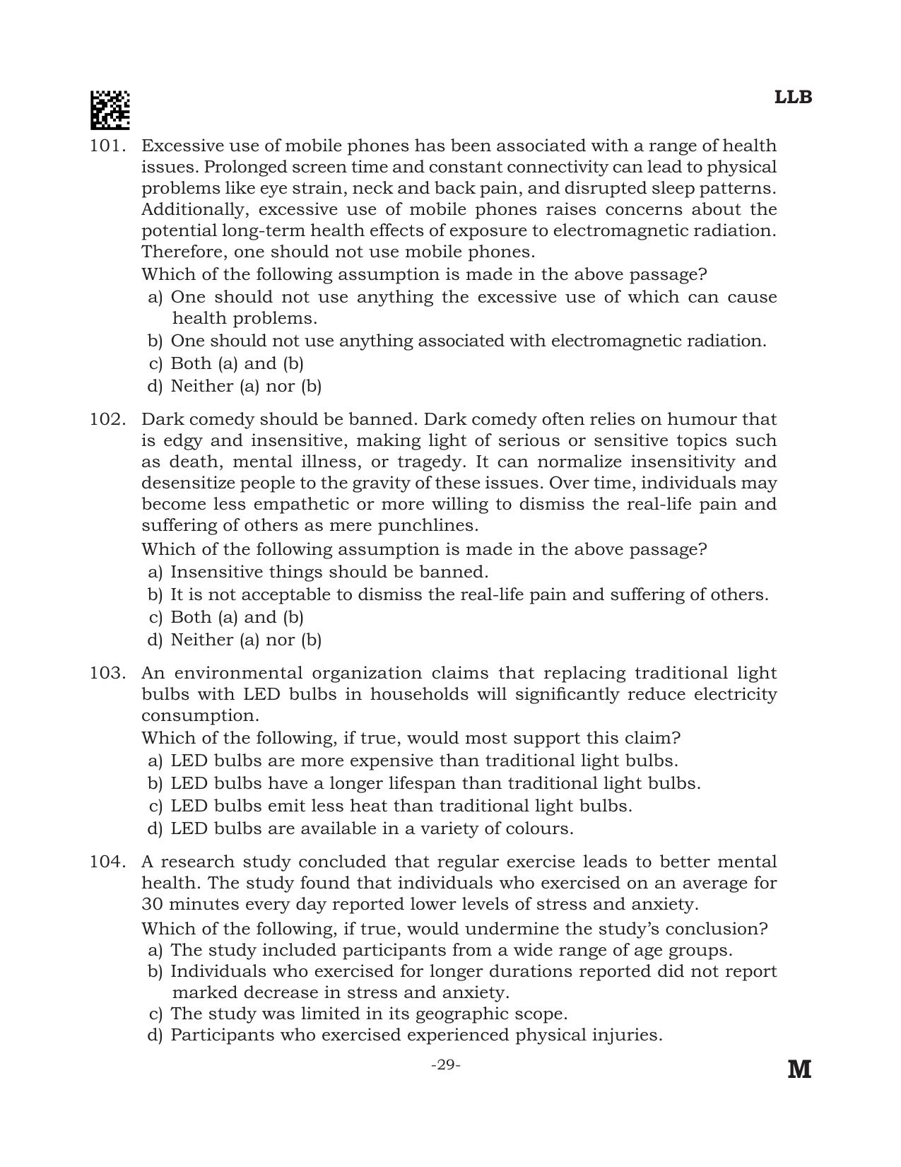 AILET 2024 Question Paper for BA LLB - Page 29