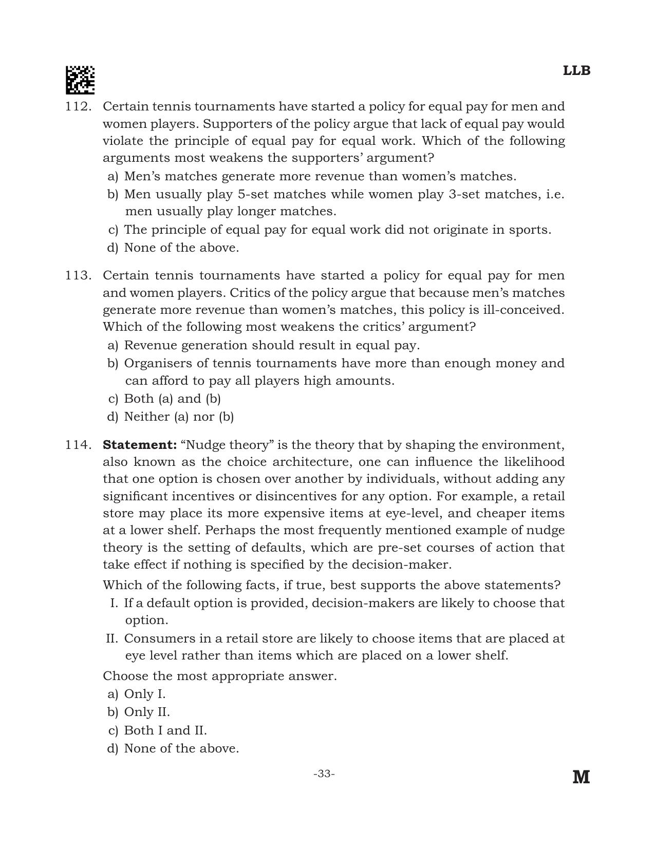 AILET 2024 Question Paper for BA LLB - Page 33