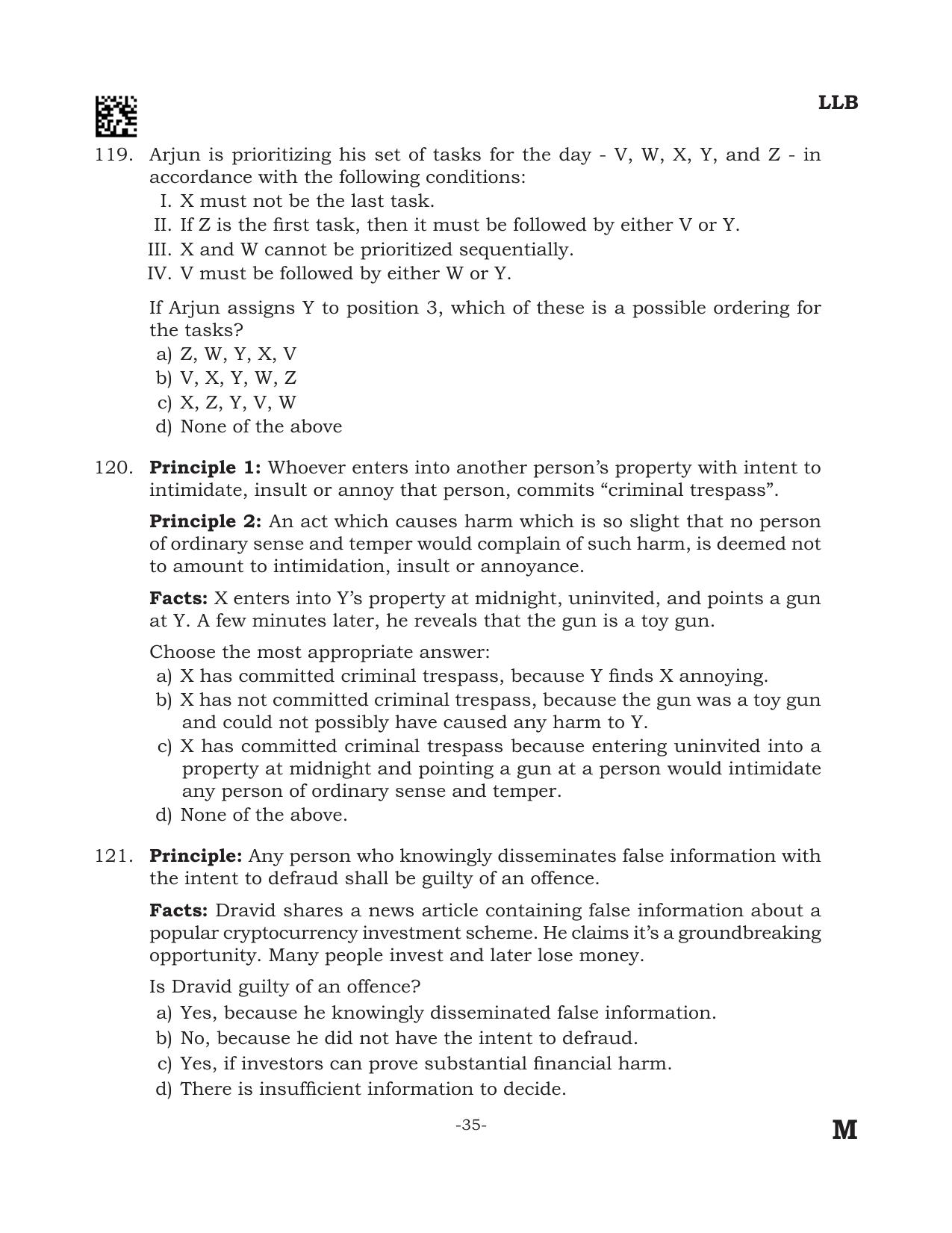 AILET 2024 Question Paper for BA LLB - Page 35
