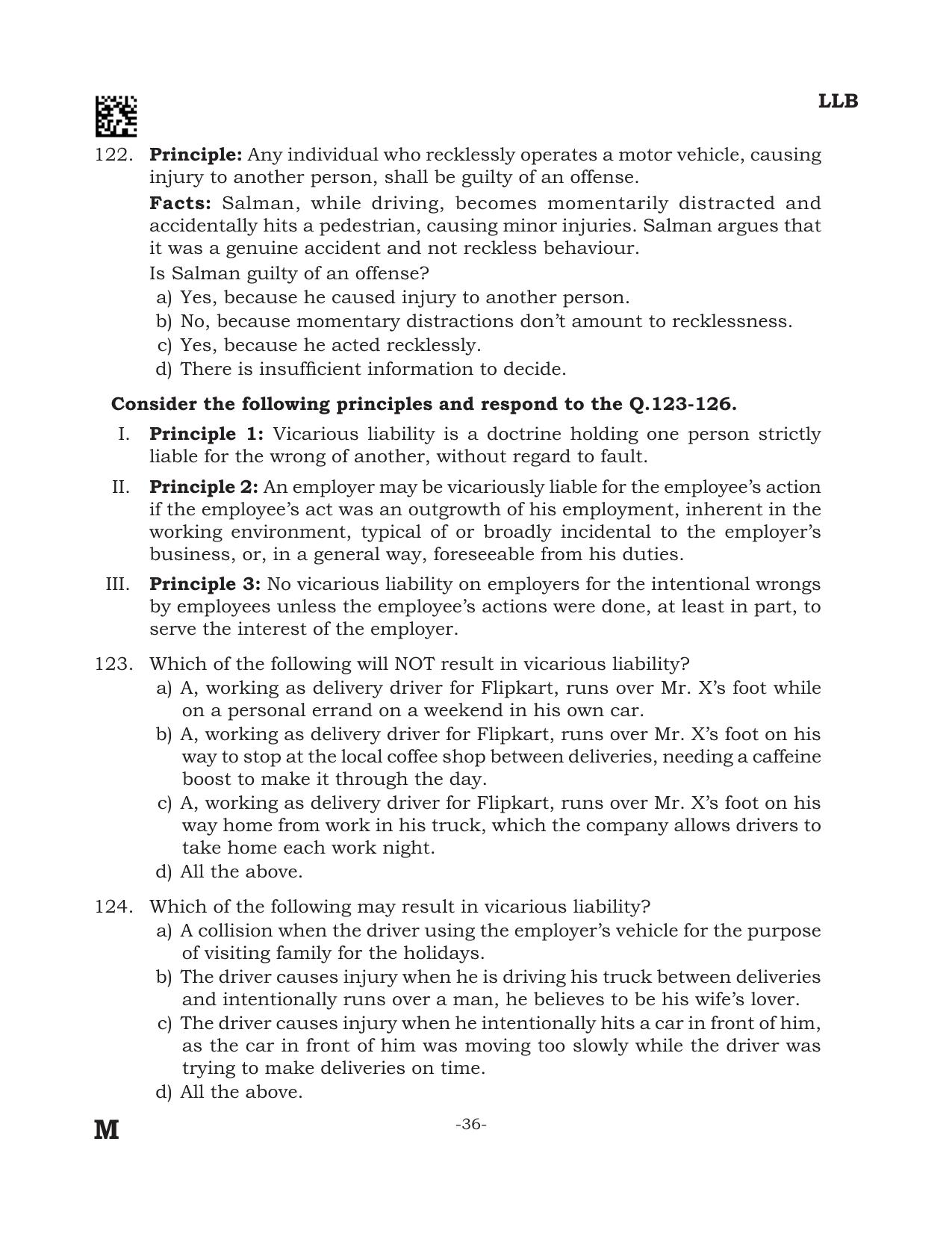 AILET 2024 Question Paper for BA LLB - Page 36