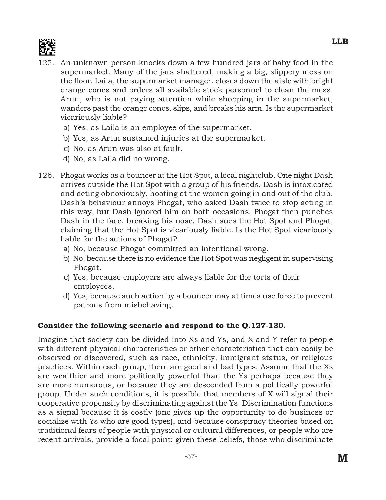 AILET 2024 Question Paper for BA LLB - Page 37