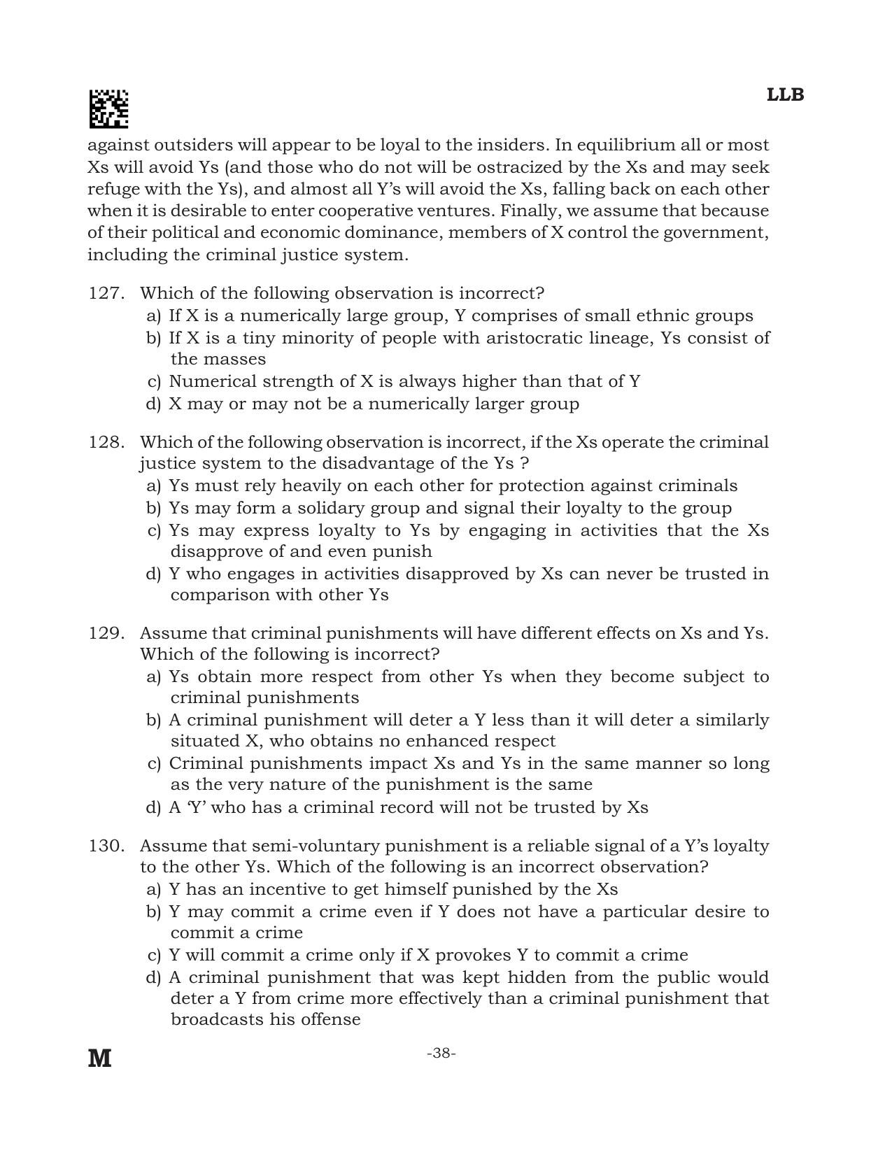 AILET 2024 Question Paper for BA LLB - Page 38