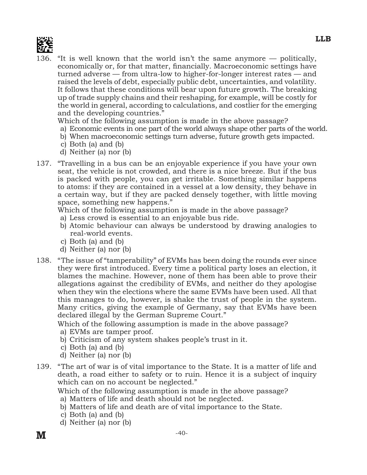 AILET 2024 Question Paper for BA LLB - Page 40