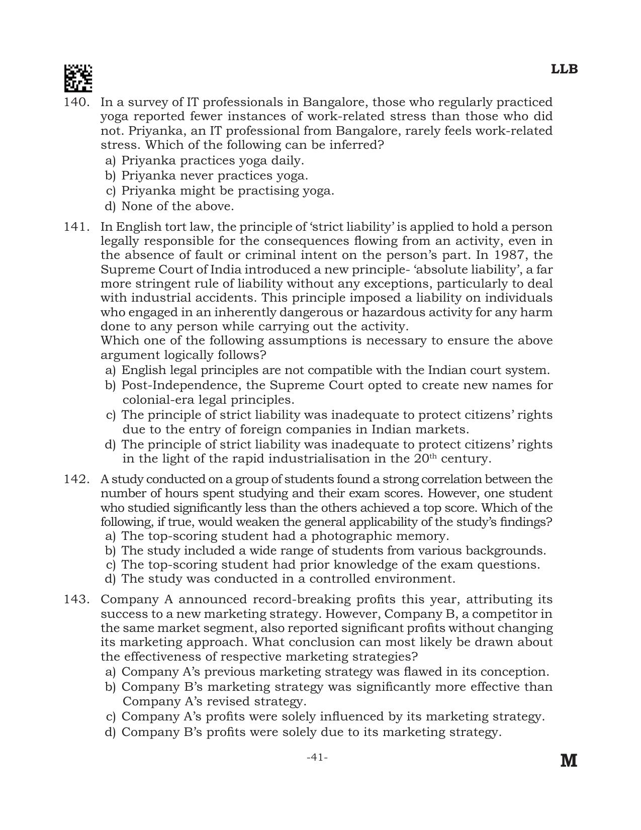 AILET 2024 Question Paper for BA LLB - Page 41