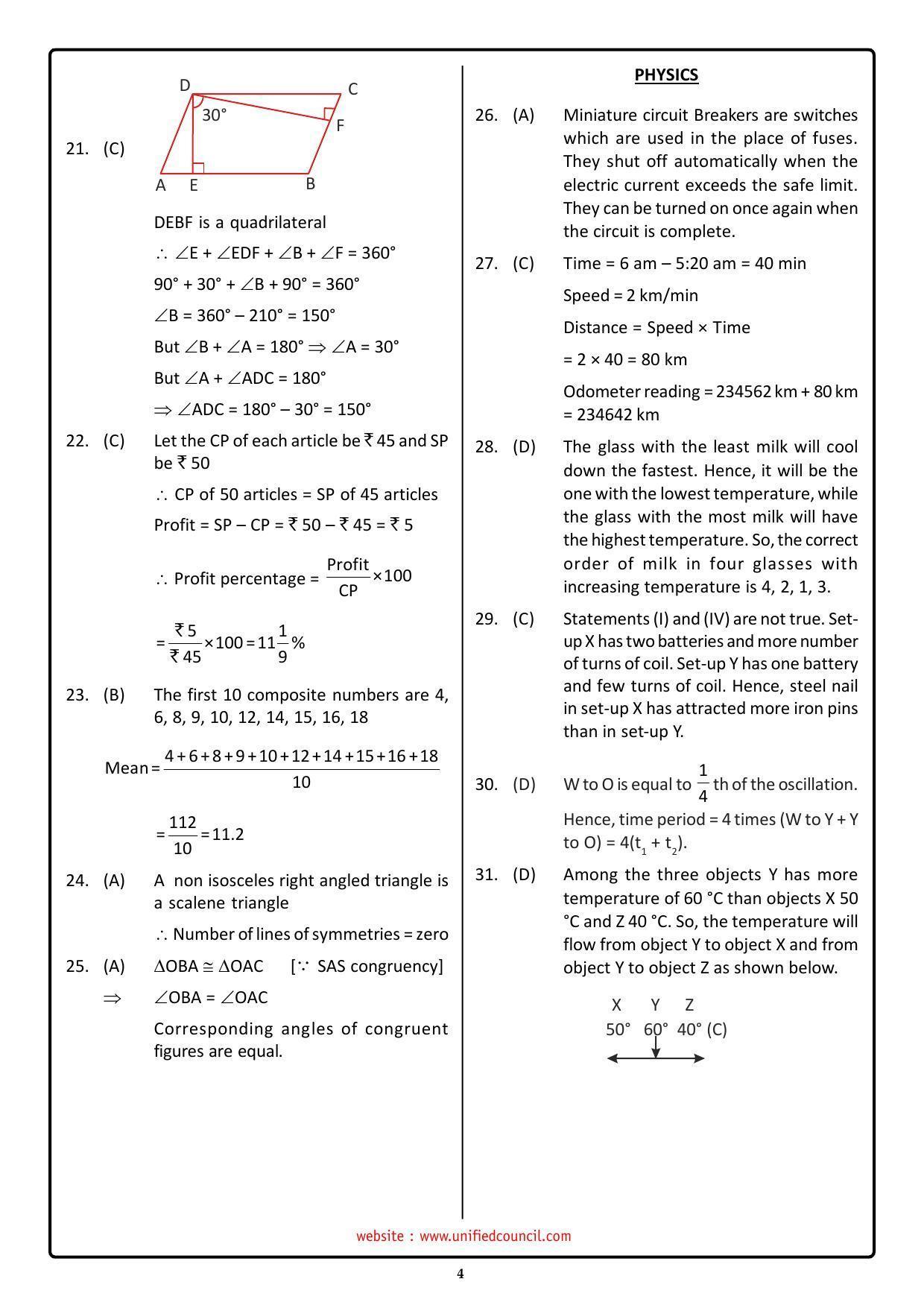 NSTSE 2023 Class 7 Answer Key (Paper Code 489) - Page 4