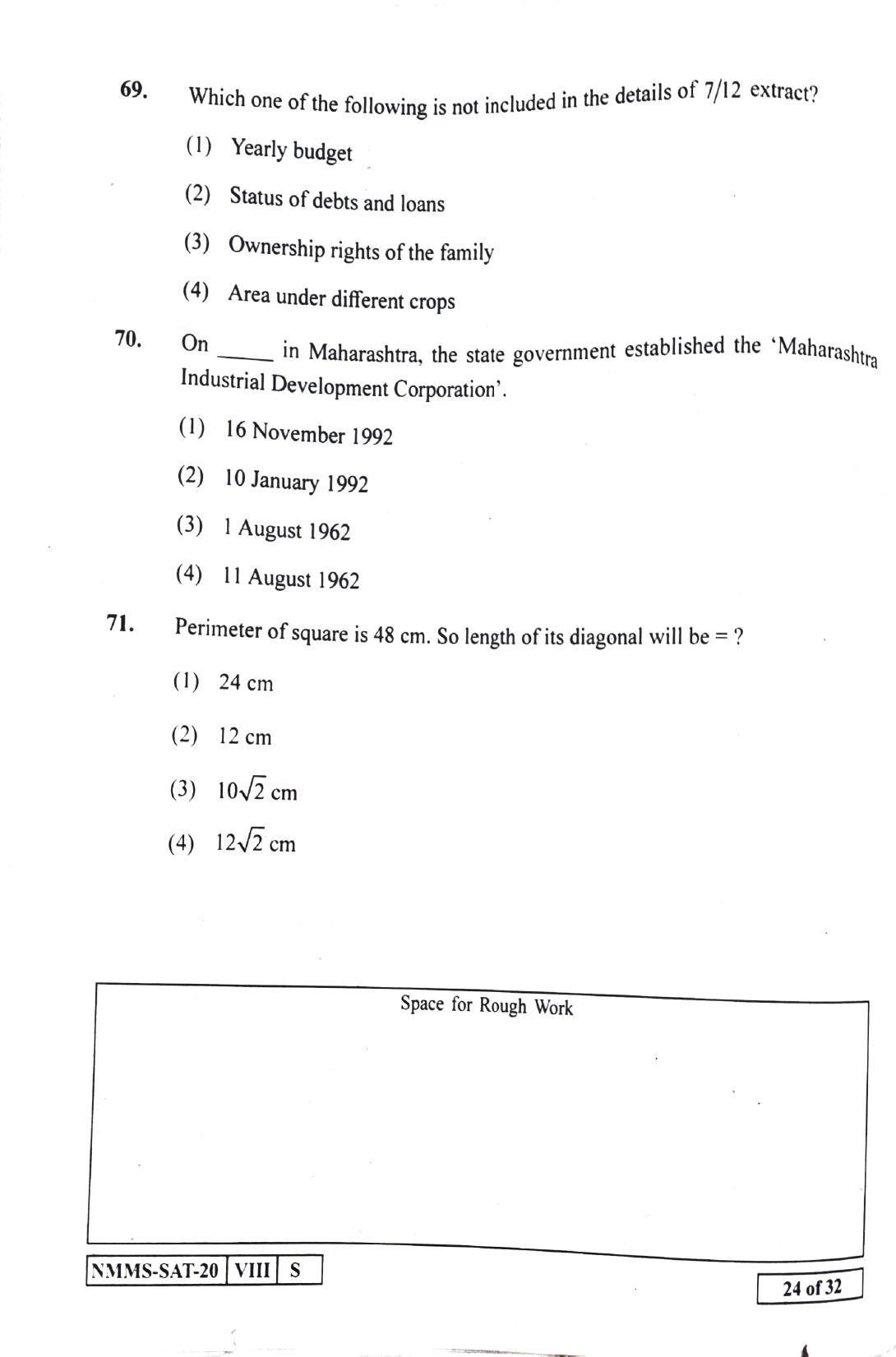 SAT ENGLISH 2020-21 Class 8 Maharashtra NMMS Question Papers - Page 24