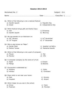 Worksheet for Class 1 GK Assignment 1