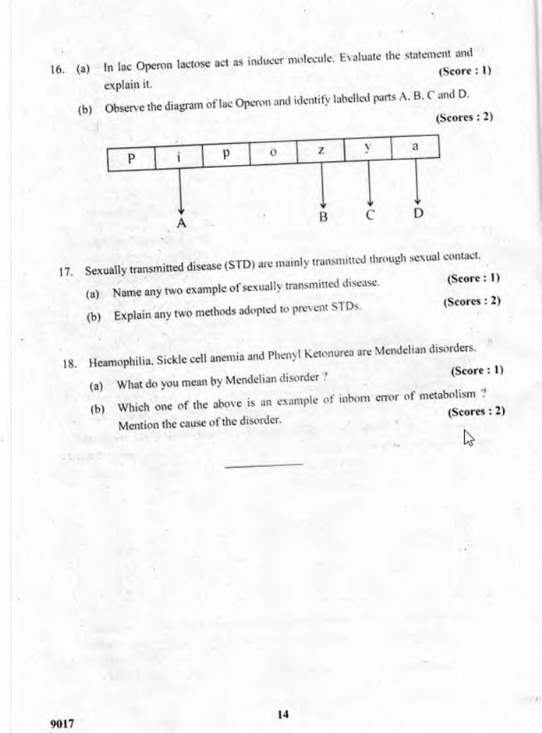 Kerala Plus Two 2018 Biology Question paper - Page 14