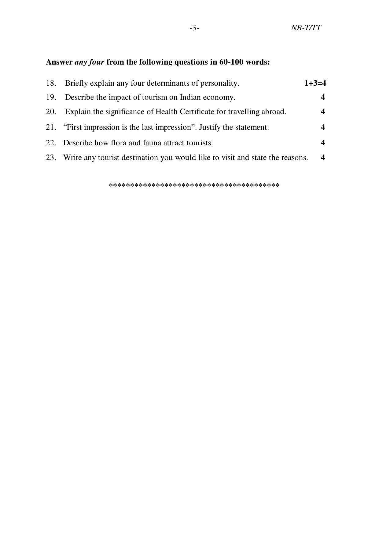 Nagaland Board Class 10 TRAVEL AND TOURISM (Vocational) 2019 Question Paper - Page 3