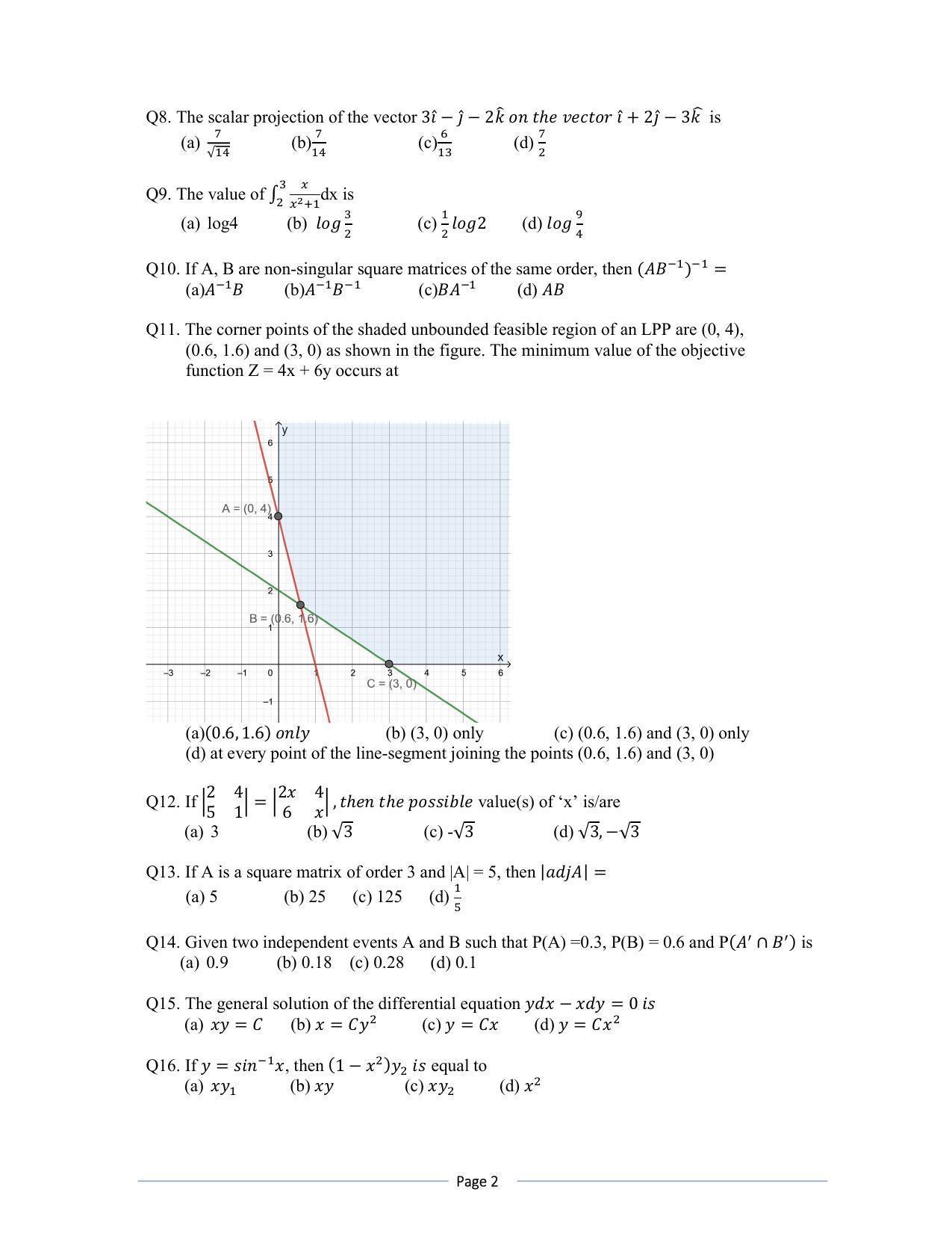 CBSE Class 12 Mathematics Sample Paper 2023 - Page 2
