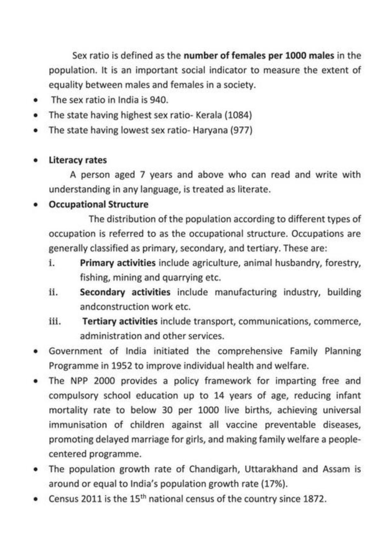 Class 9 Notes, Question & Practice Paper - Geography (Topic 6 : Population) - Page 4