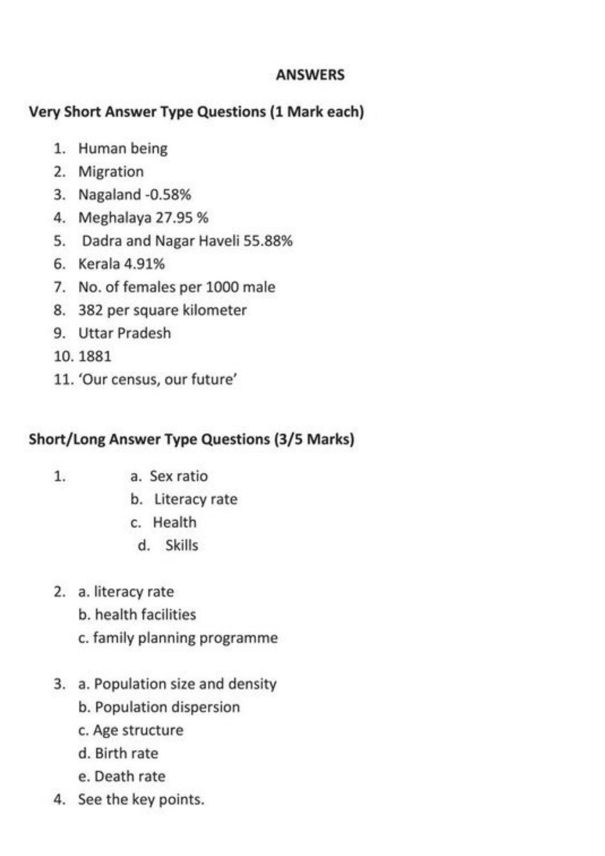 Class 9 Notes, Question & Practice Paper - Geography (Topic 6 : Population) - Page 6