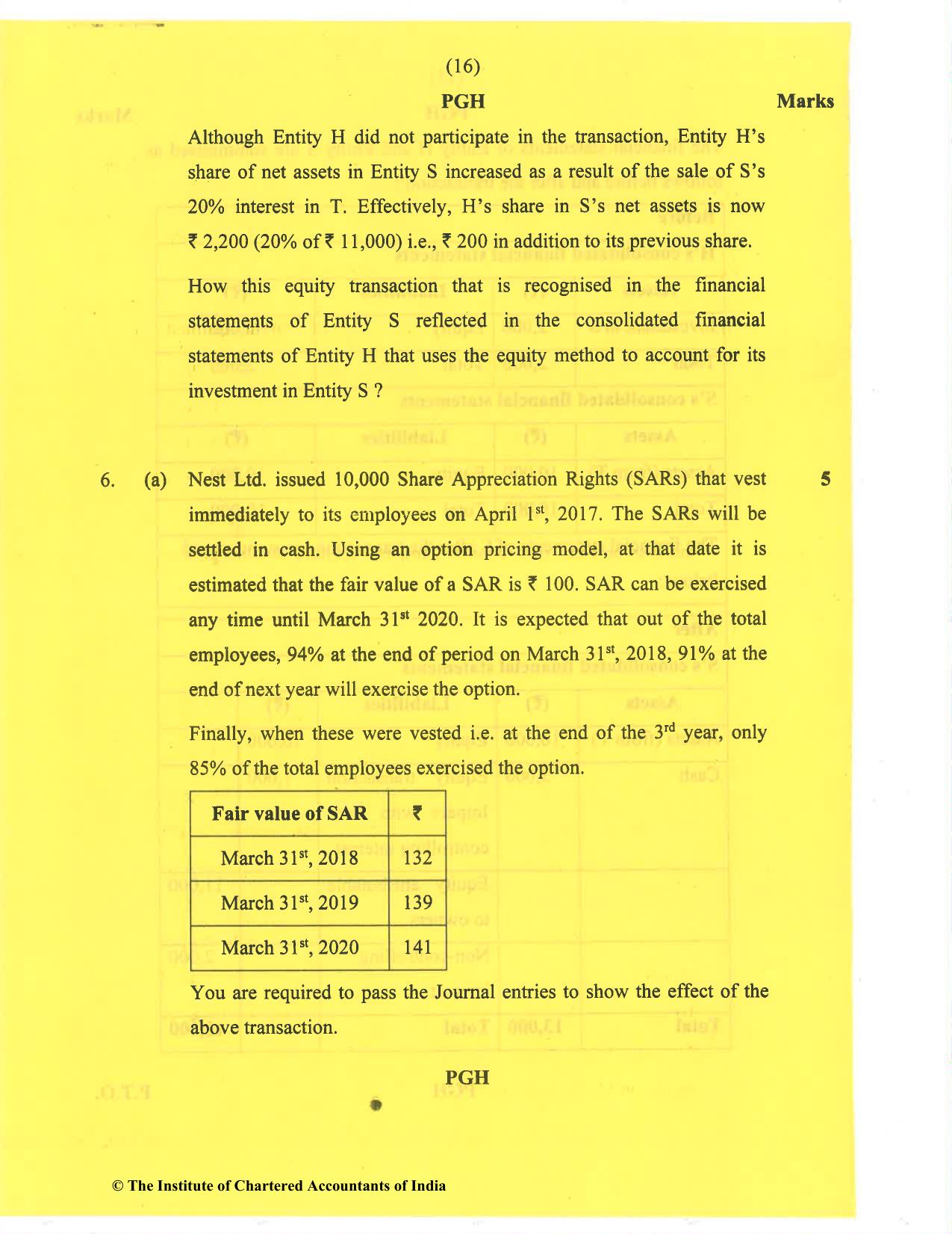 CA Final Nov 2020 Question Paper - Paper 1 – Financial Reporting - Page 16