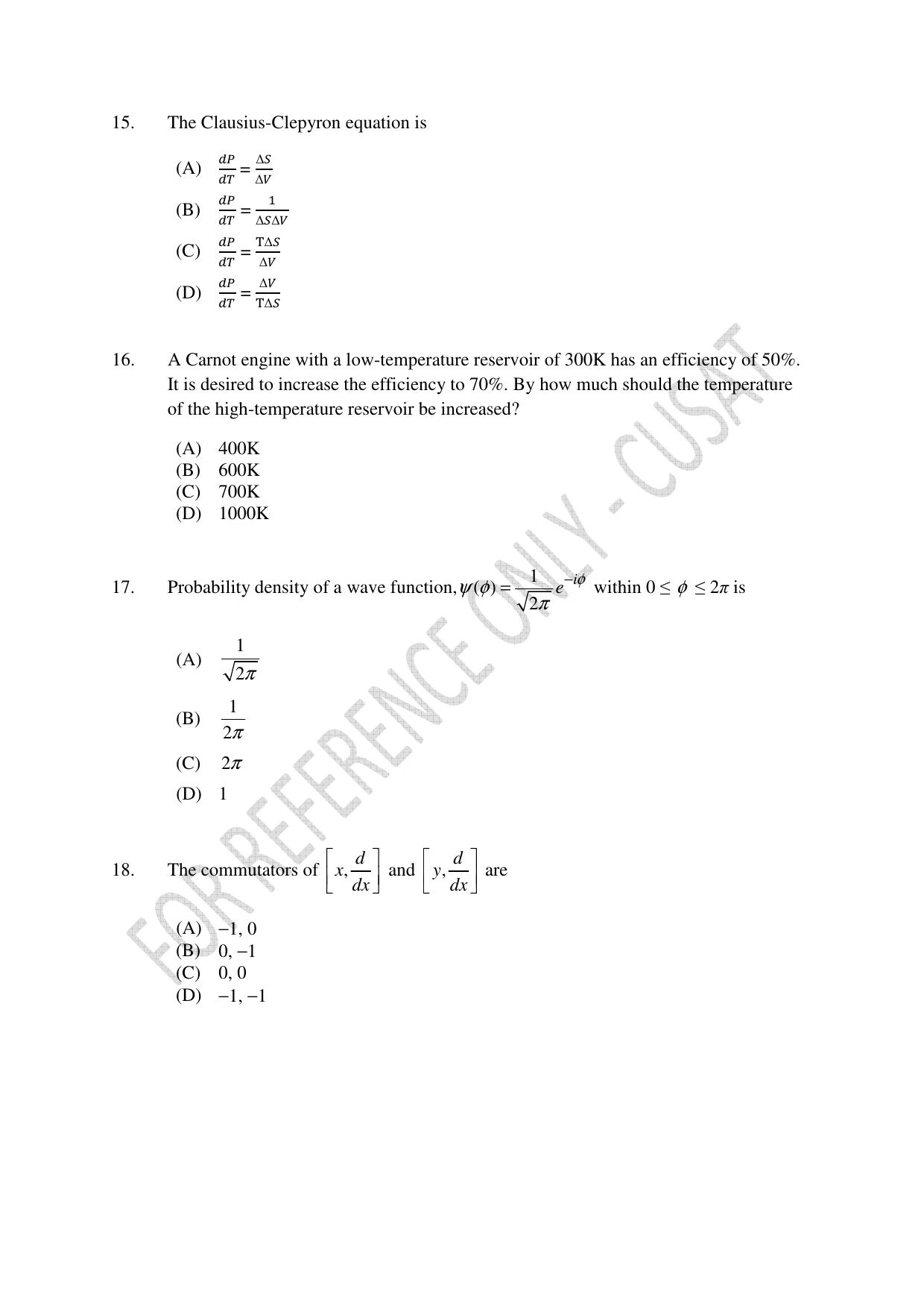 CUSAT CAT 2023 CHEMISTRY PG Question Paper - Page 4